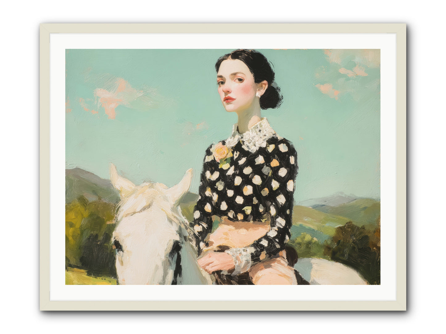 Petals Under Hooves -- Framed Print - White 40x30