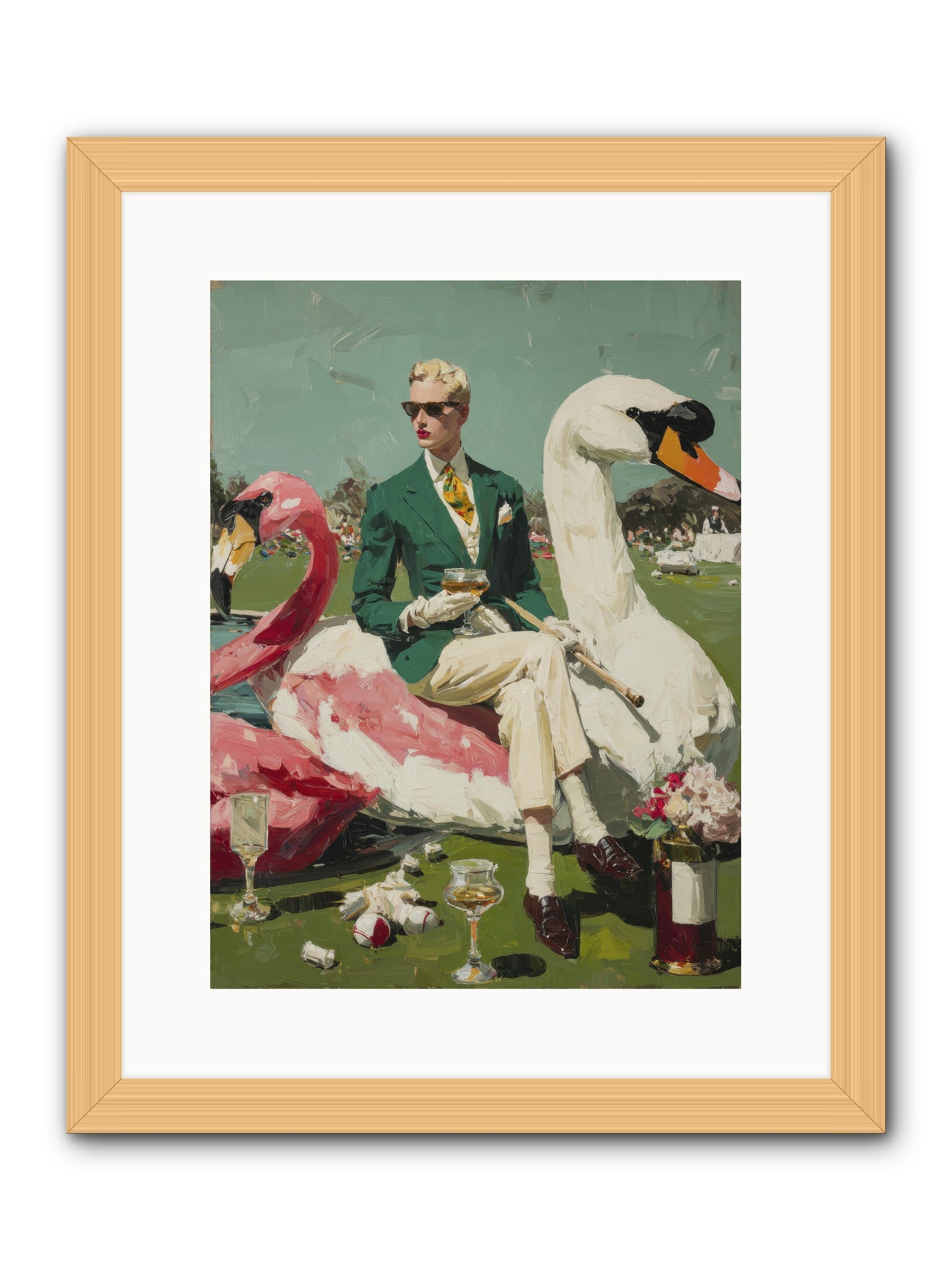 Picnic at the Embassy -- Framed Print - Natural 12x16
