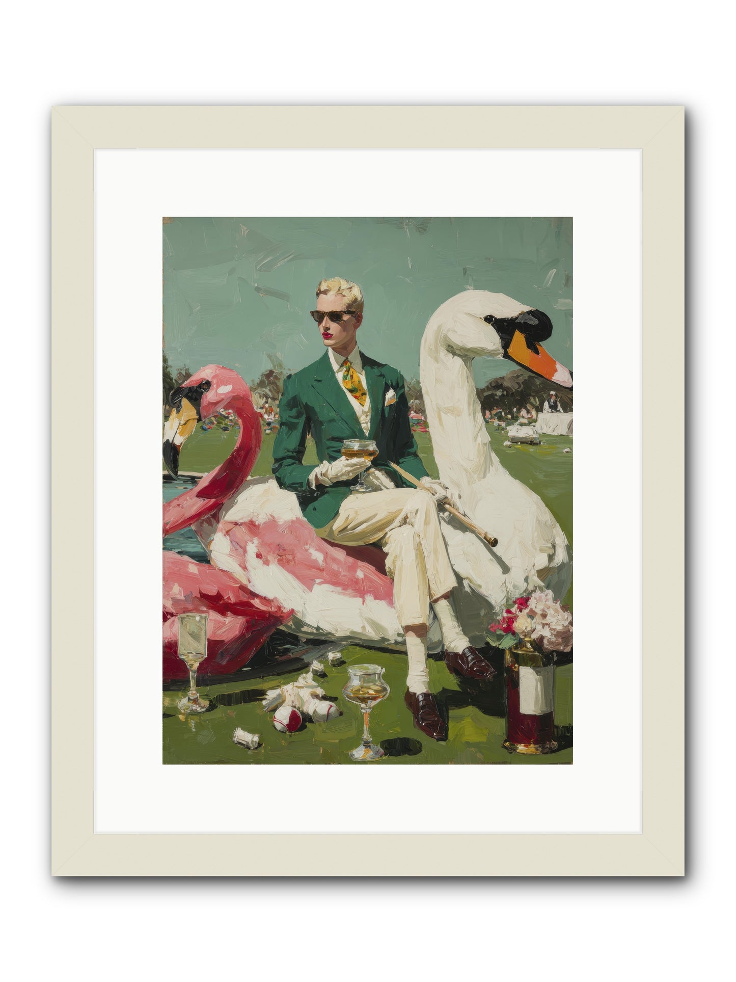Picnic at the Embassy -- Framed Print - White 12x16