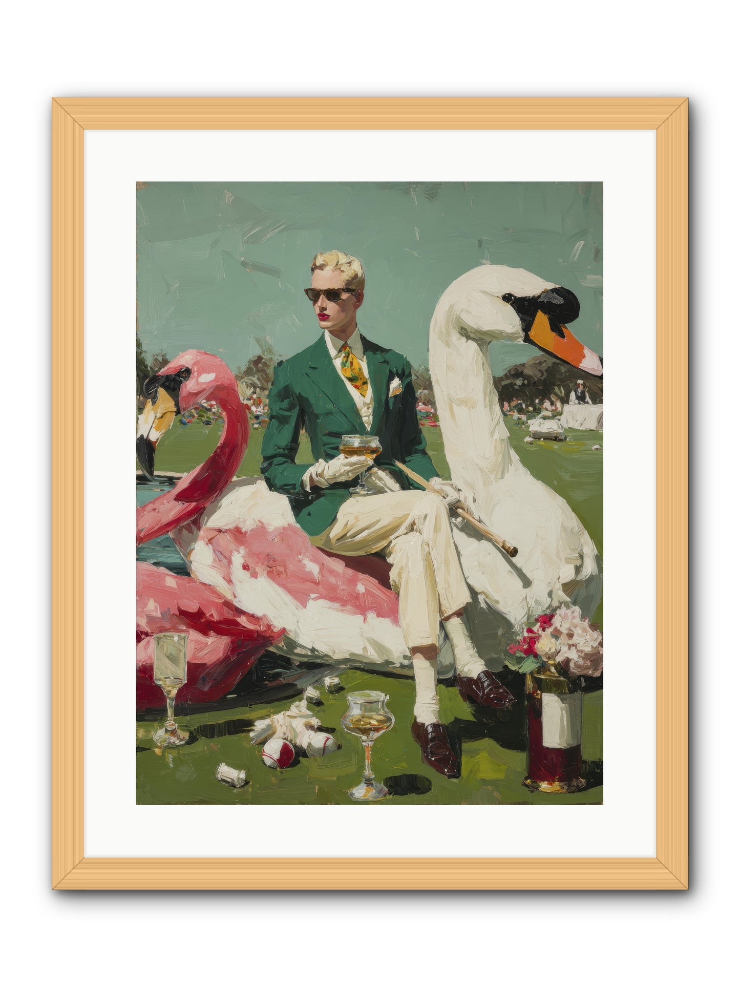 Picnic at the Embassy -- Framed Print - Natural 18x24