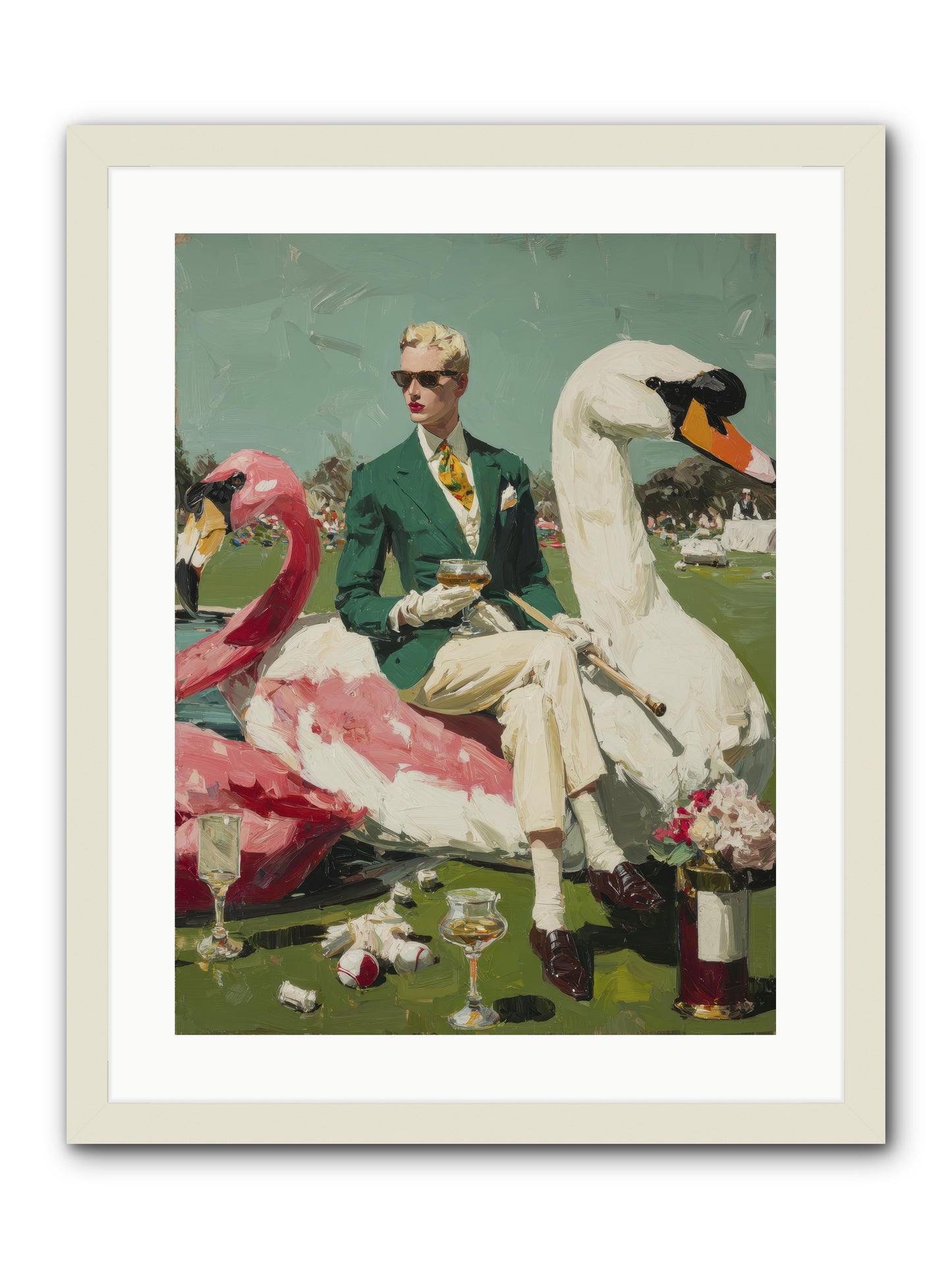 Picnic at the Embassy -- Framed Print - White 18x24