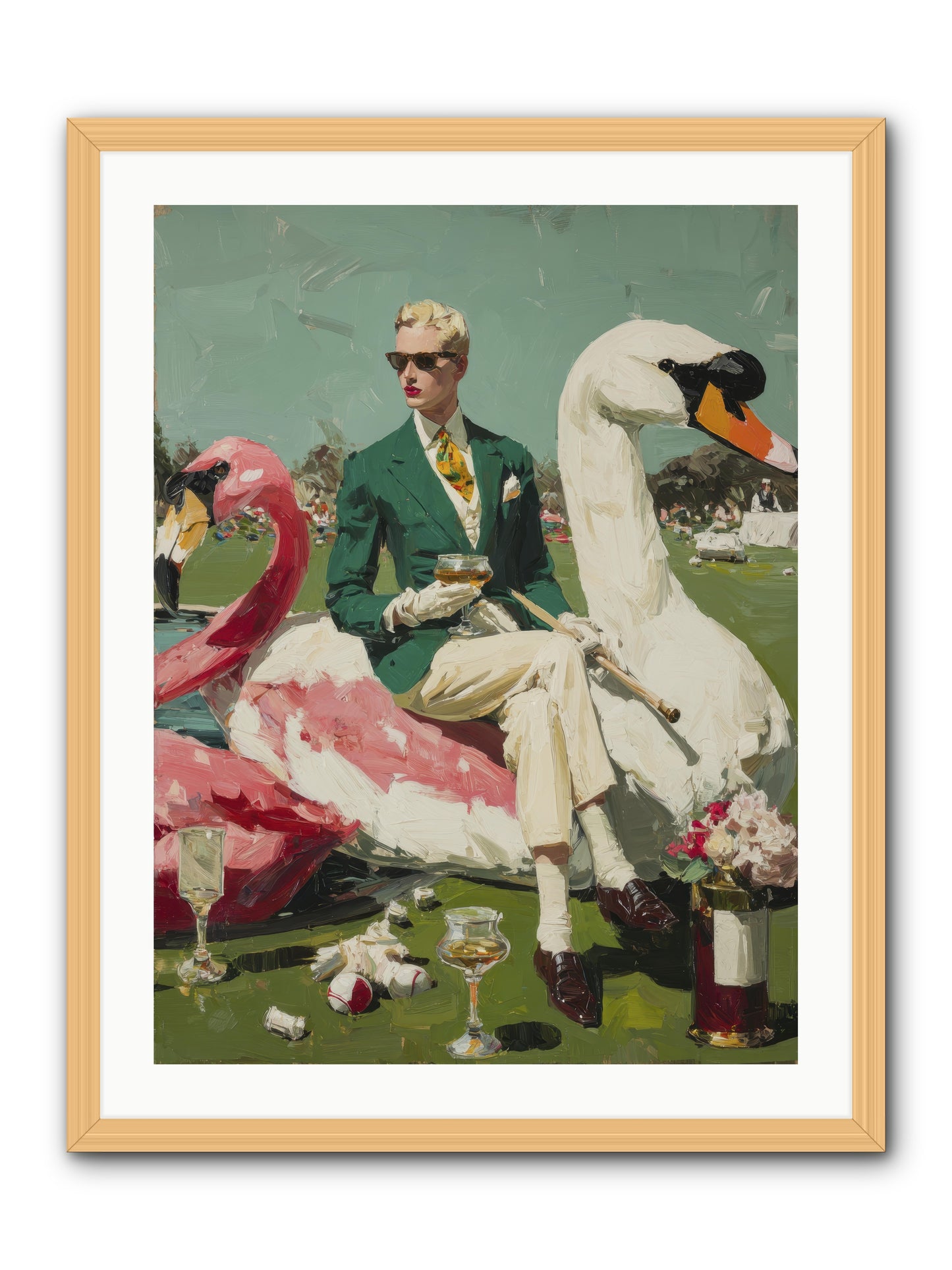 Picnic at the Embassy -- Framed Print - Natural 24x32