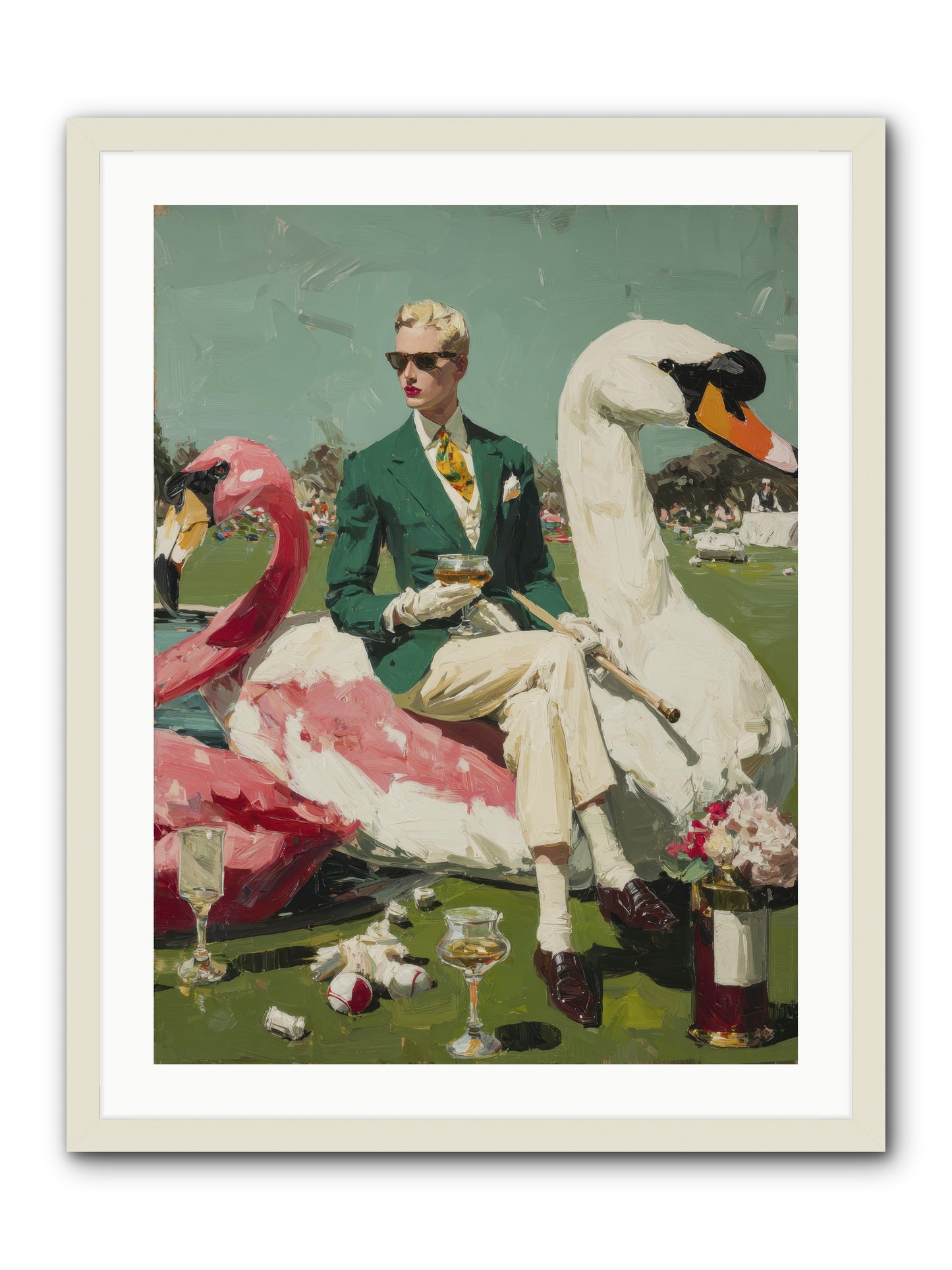 Picnic at the Embassy -- Framed Print - White 24x32