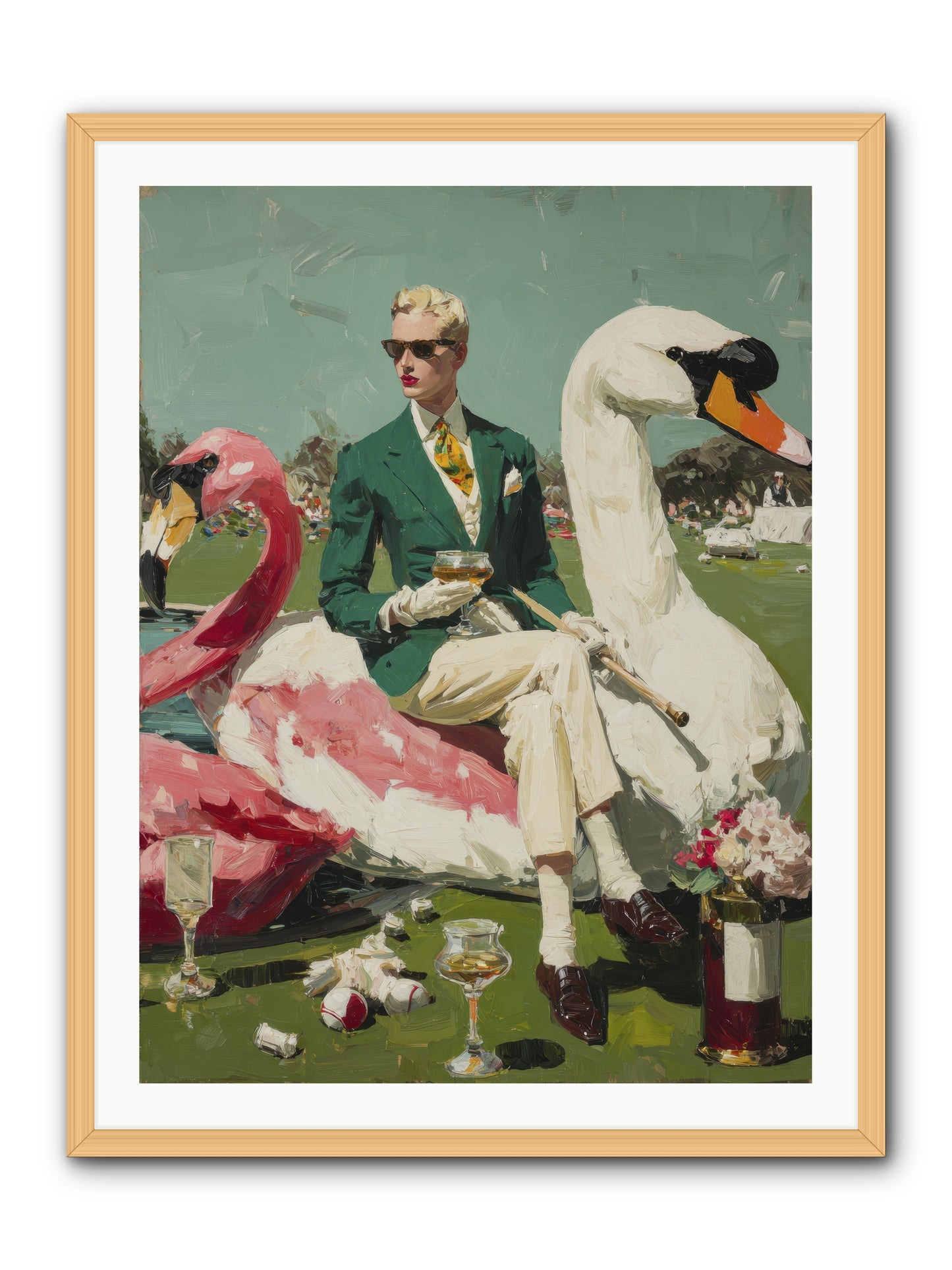Picnic at the Embassy -- Framed Print - Natural 30x40