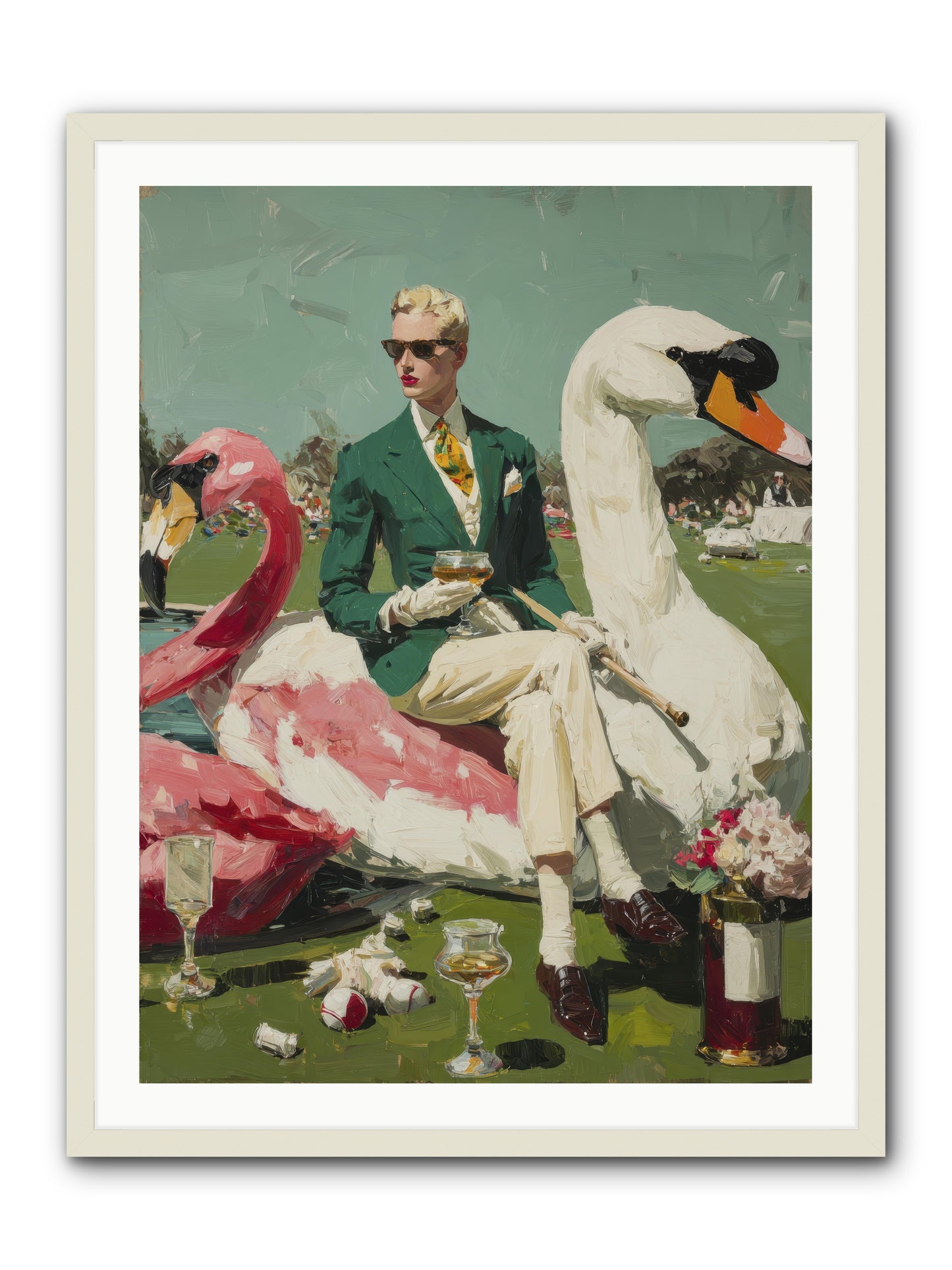 Picnic at the Embassy -- Framed Print - White 30x40