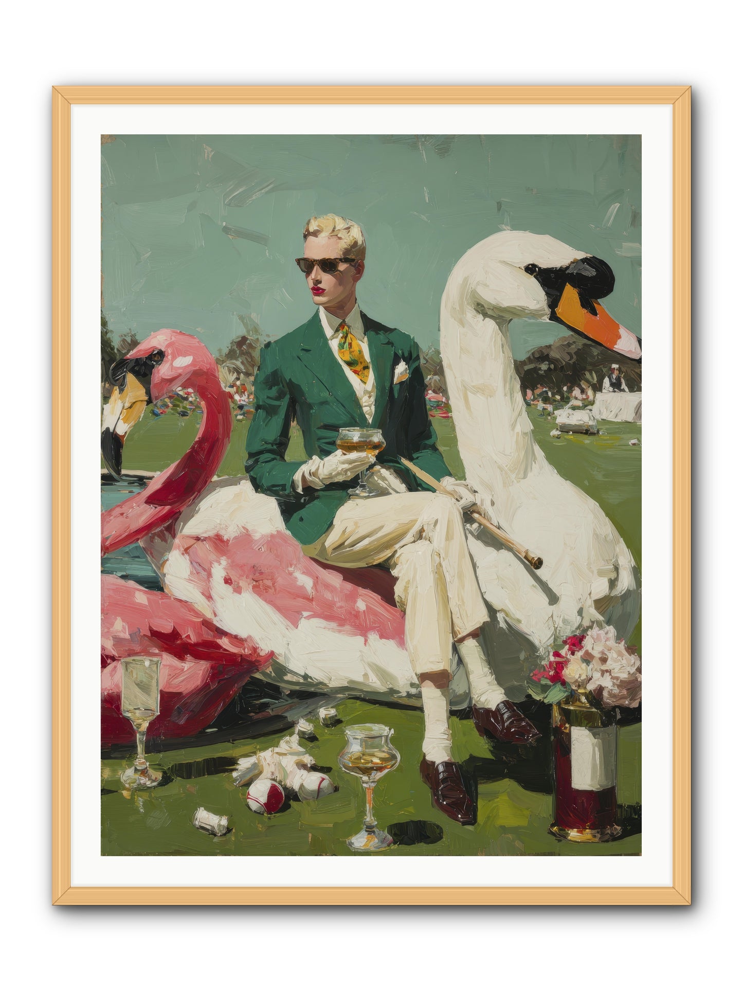 Picnic at the Embassy -- Framed Print - Natural 36x48