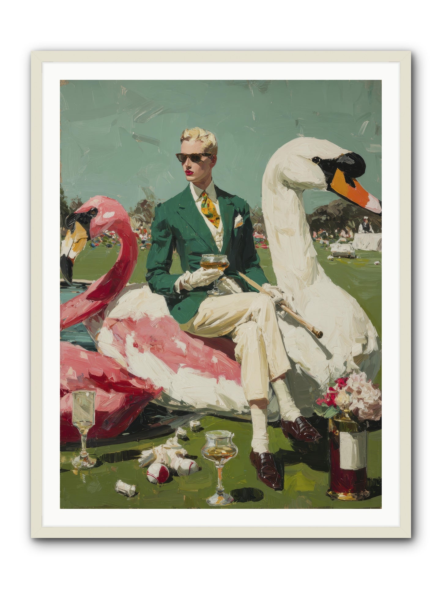 Picnic at the Embassy -- Framed Print - White 36x48