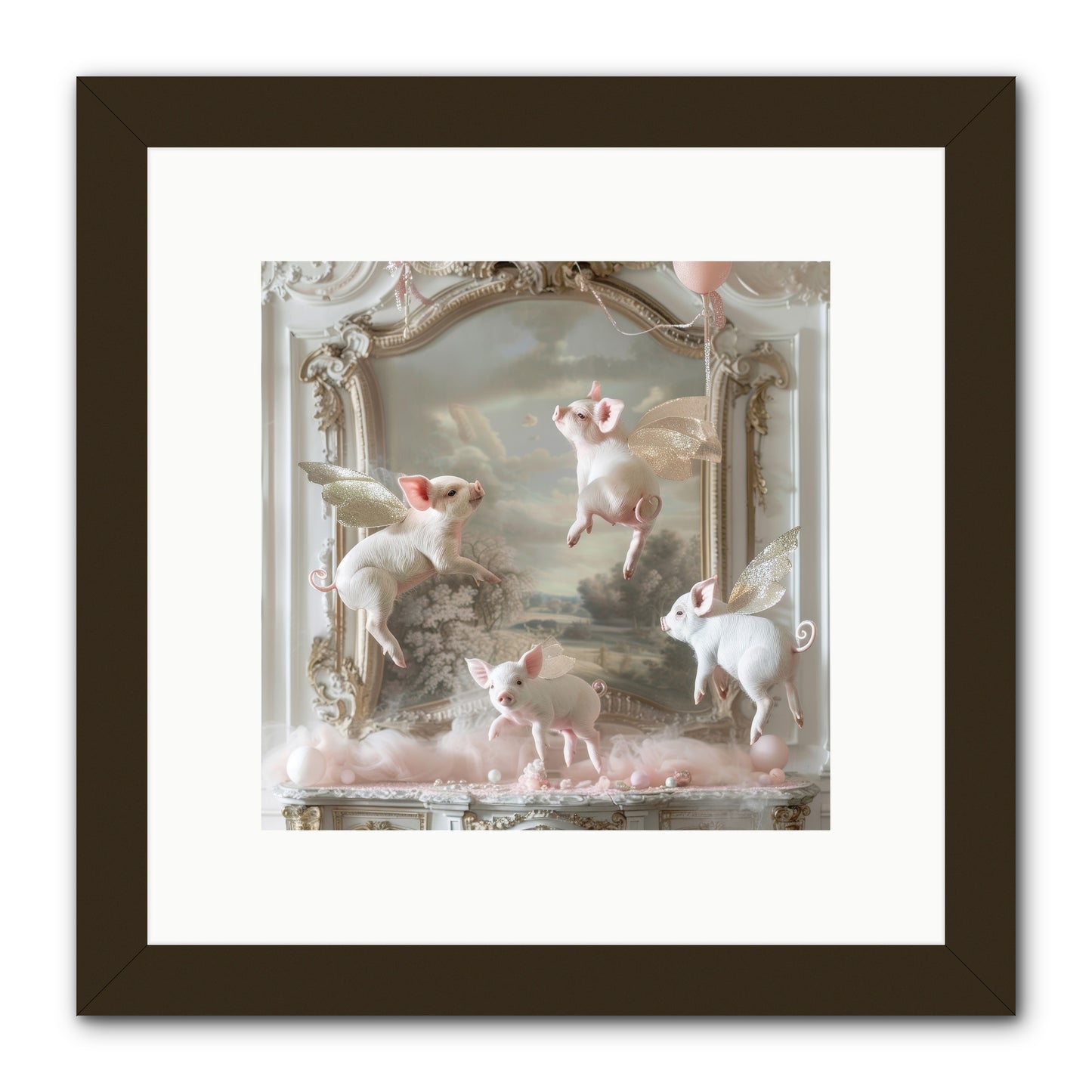 Piglets Pirouette -- Framed Print - Black 10x10