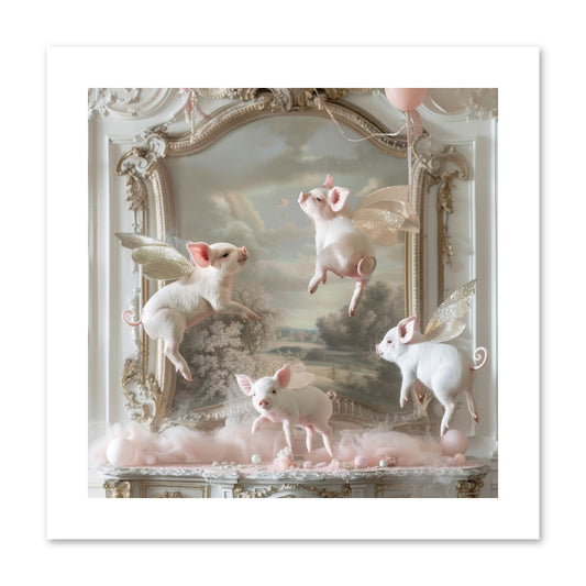 Piglets Pirouette -- Paper Print 10x10