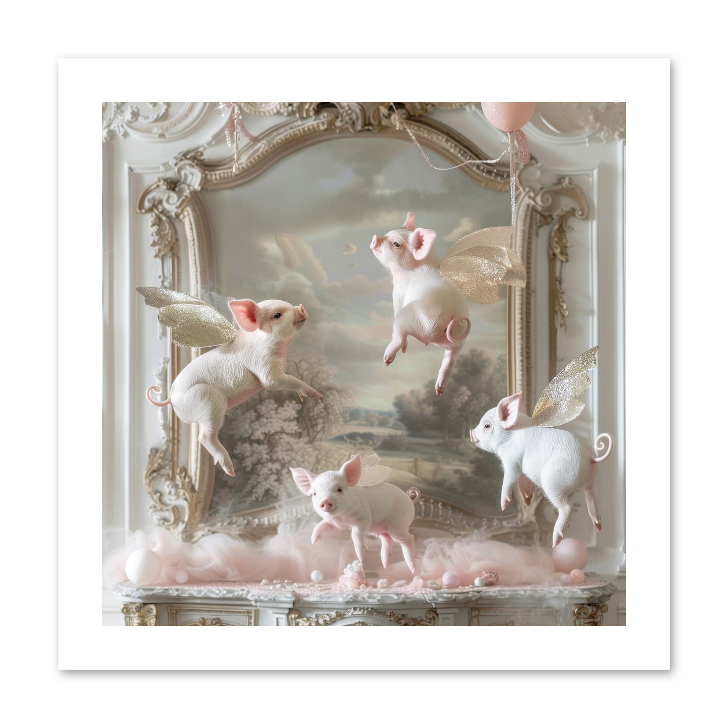 Piglets Pirouette -- Paper Print 12x12