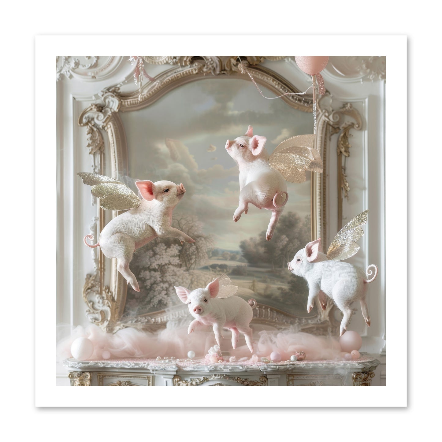 Piglets Pirouette -- Paper Print 16x16