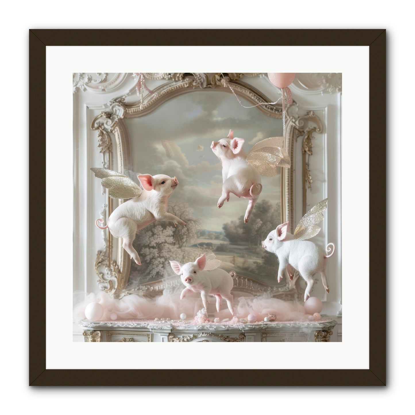Piglets Pirouette -- Framed Print - Black 20x20