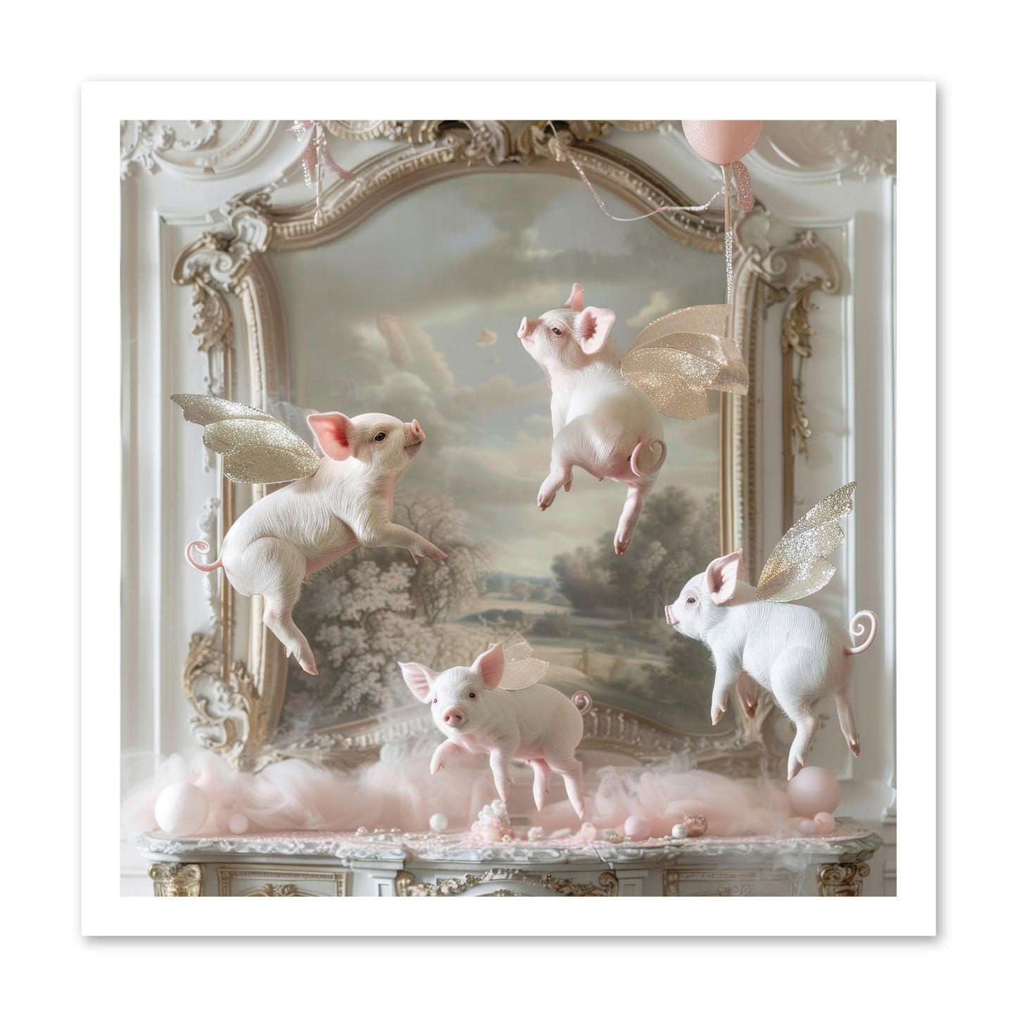 Piglets Pirouette -- Loose Canvas Print 20x20
