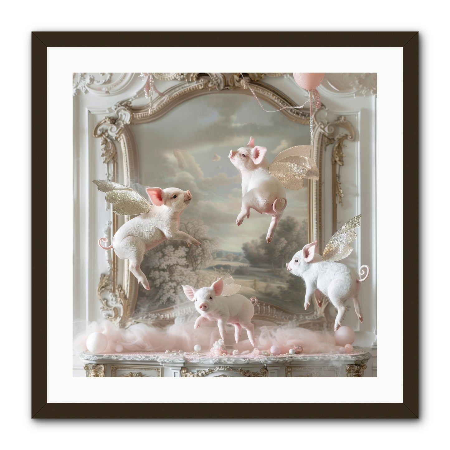 Piglets Pirouette -- Framed Print - Black 24x24