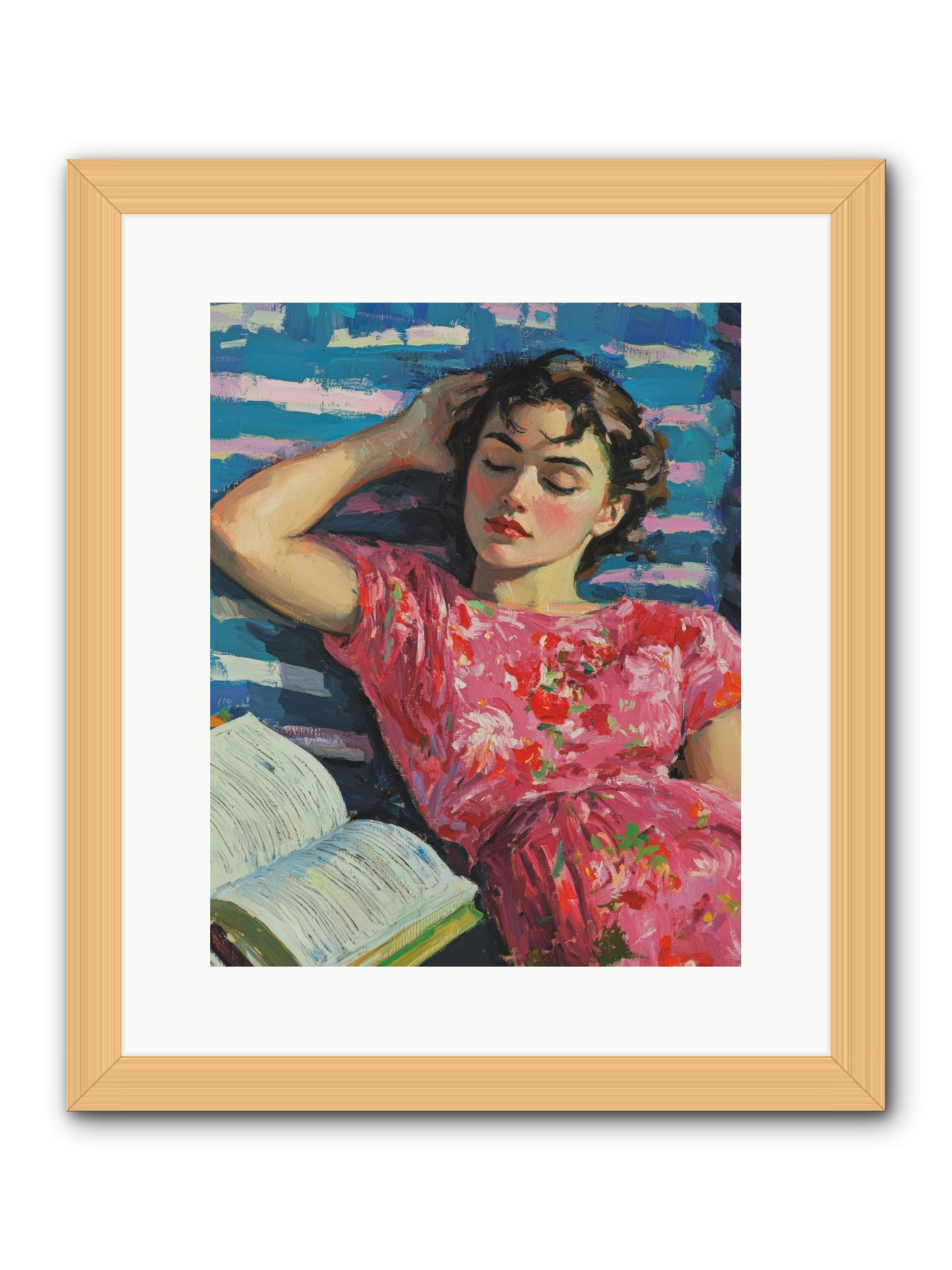 Pink Pages -- Framed Print - Natural 12x15