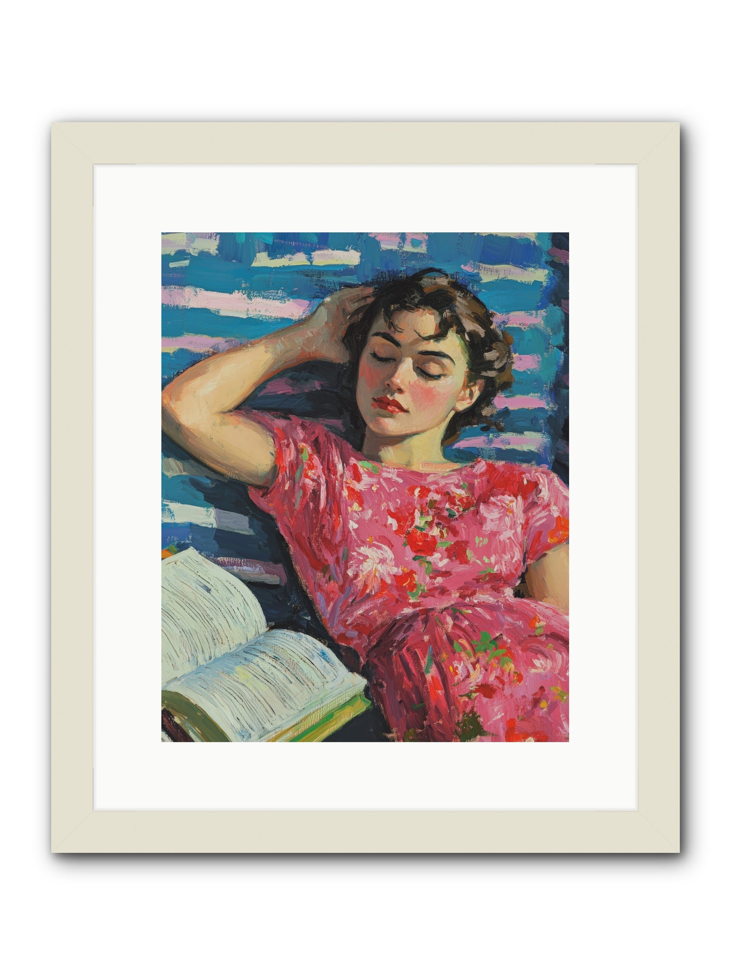 Pink Pages -- Framed Print - White 12x15