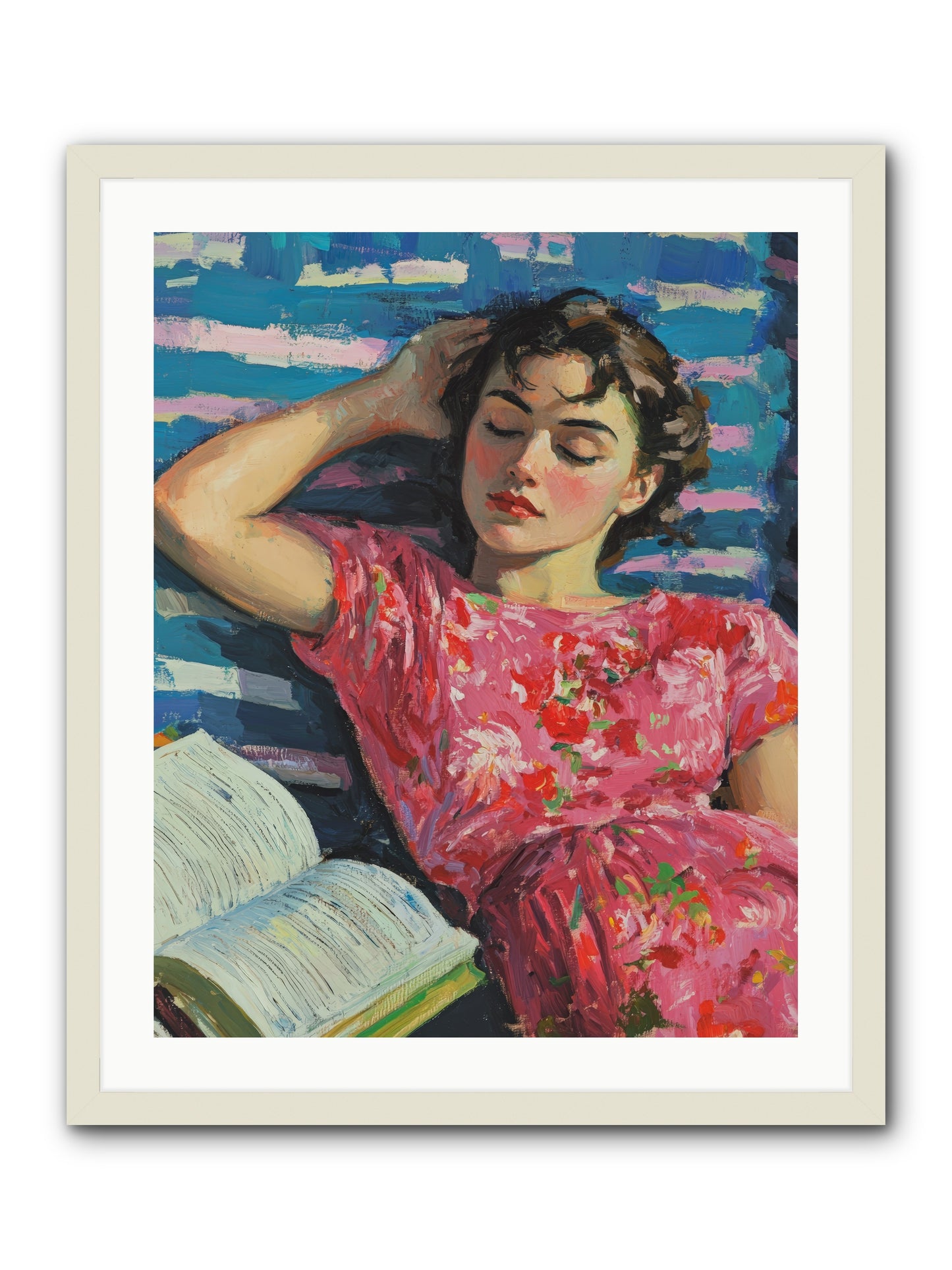Pink Pages -- Framed Print - White 24x30