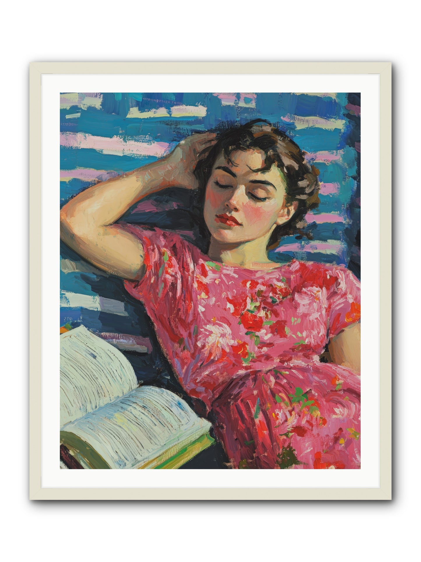 Pink Pages -- Framed Print - White 32x40