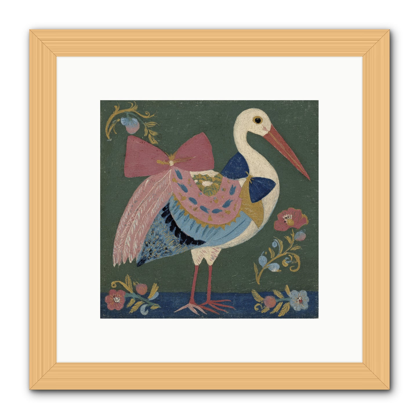 Pink and Blue Secrets -- Framed Print - Natural 10x10