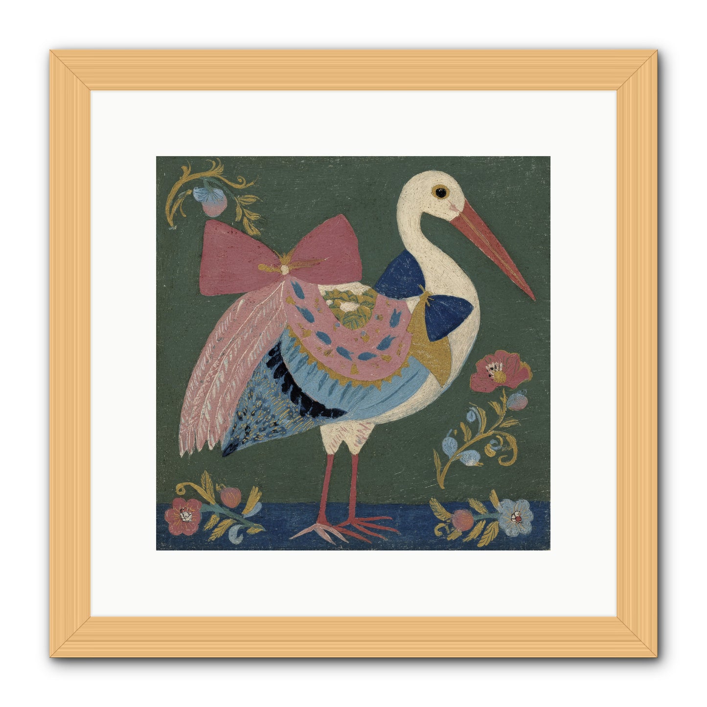 Pink and Blue Secrets -- Framed Print - Natural 12x12