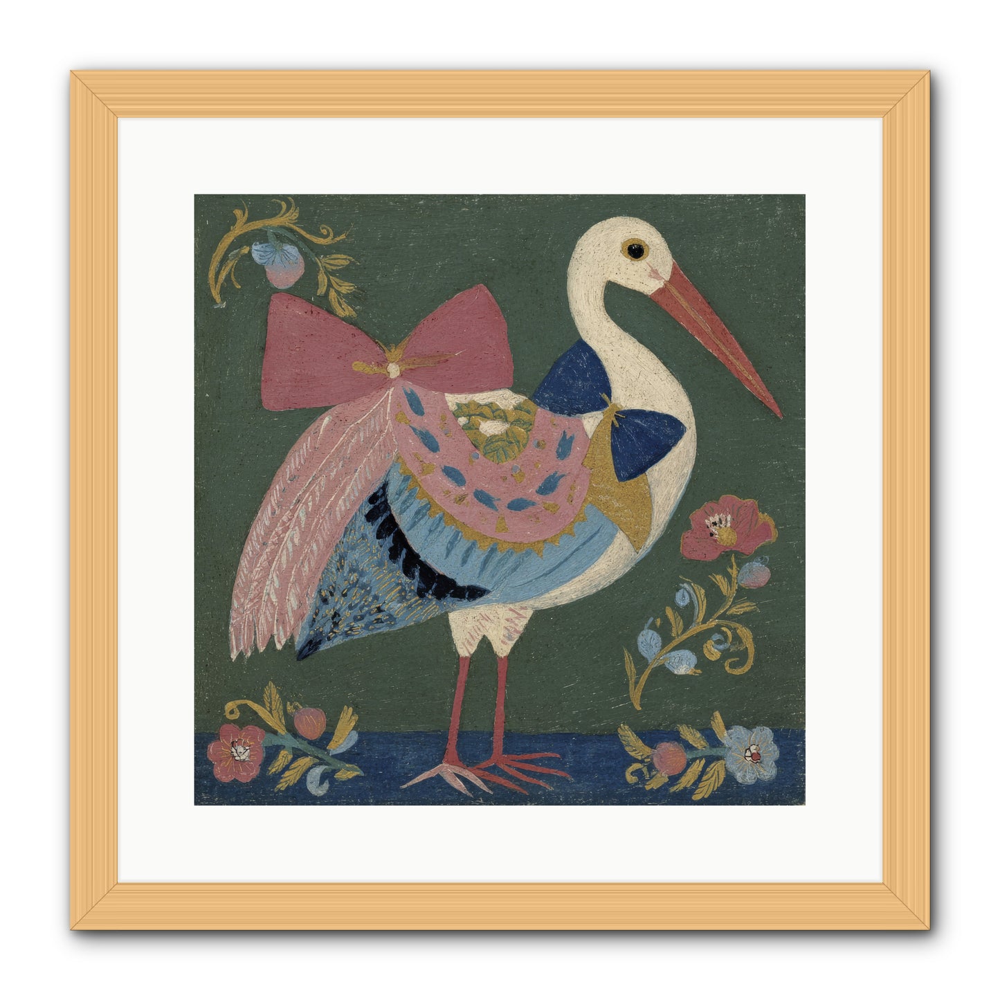 Pink and Blue Secrets -- Framed Print - Natural 16x16