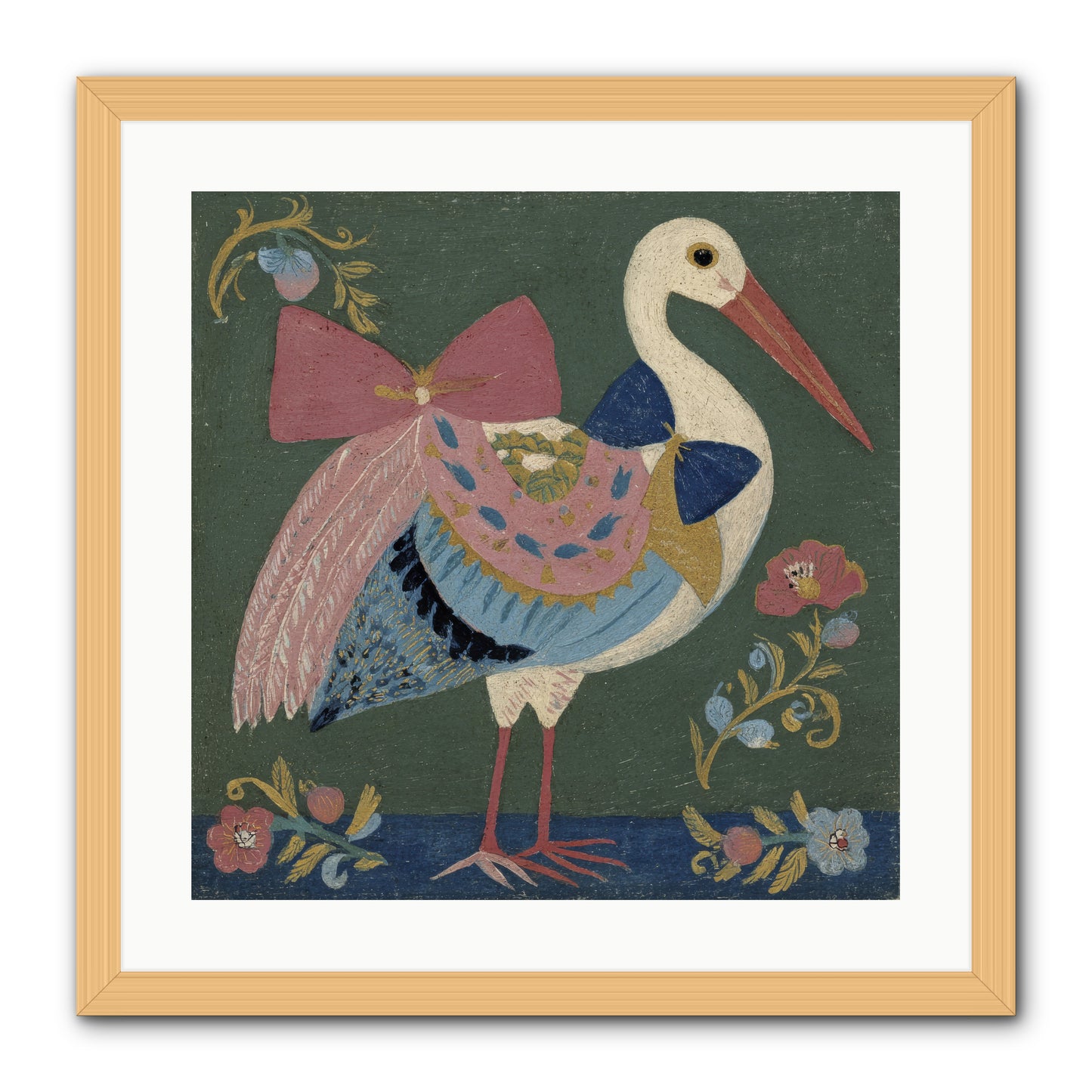 Pink and Blue Secrets -- Framed Print - Natural 20x20