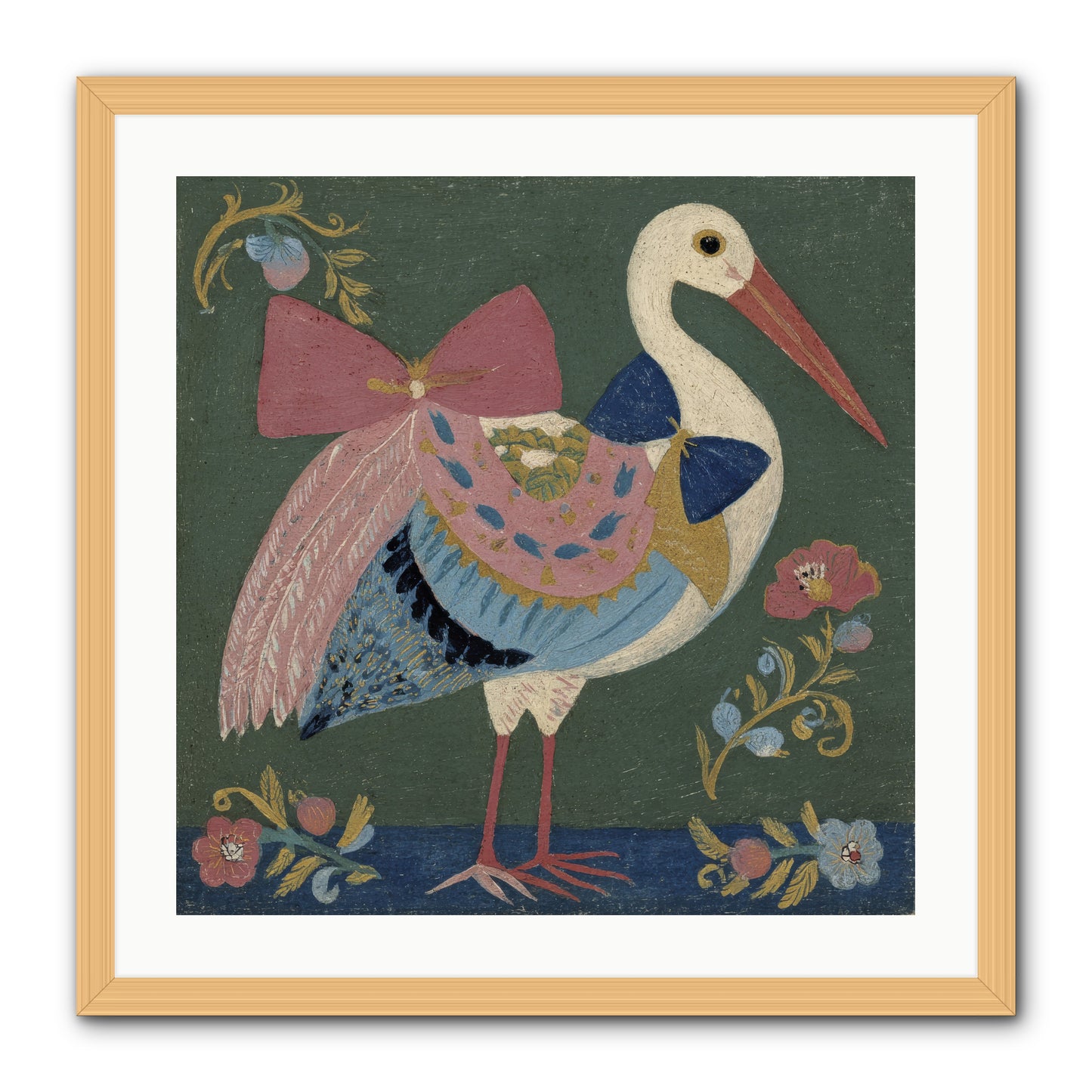 Pink and Blue Secrets -- Framed Print - Natural 24x24