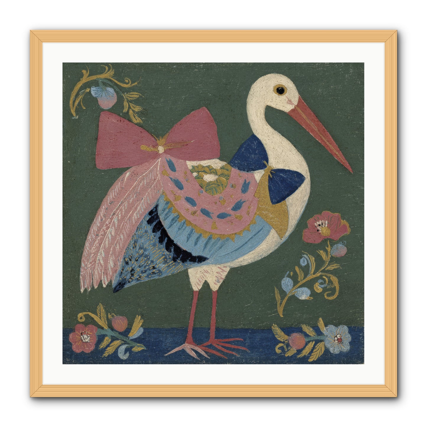 Pink and Blue Secrets -- Framed Print - Natural 30x30