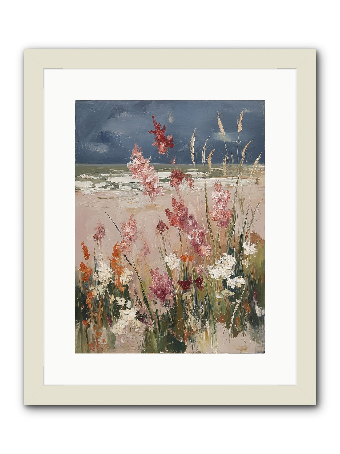 Plains Court the Sea -- Framed Print - White 12x16