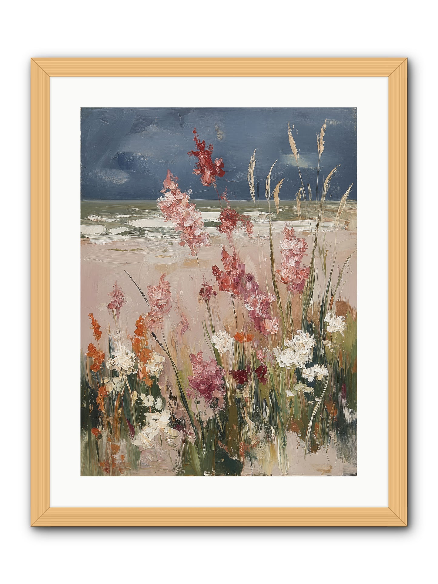 Plains Court the Sea -- Framed Print - Natural 18x24