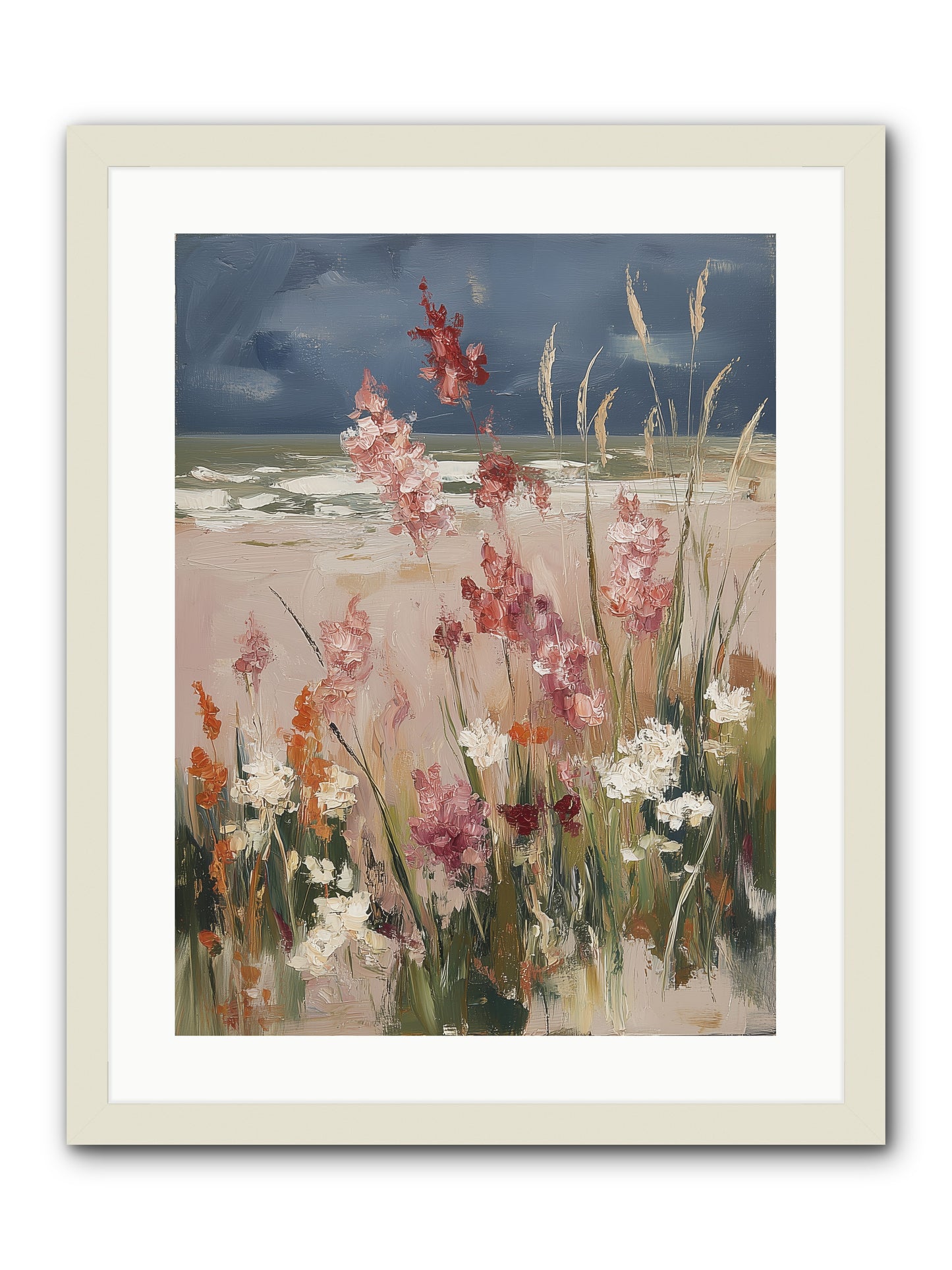 Plains Court the Sea -- Framed Print - White 18x24