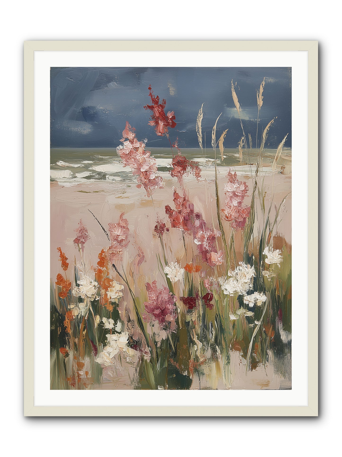 Plains Court the Sea -- Framed Print - White 30x40