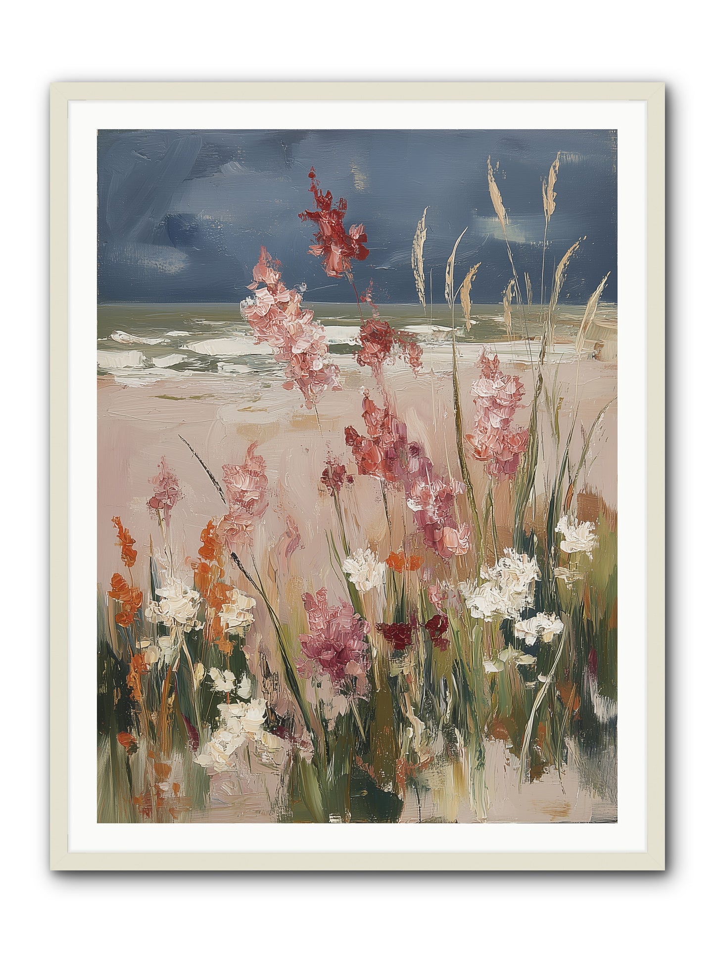 Plains Court the Sea -- Framed Print - White 36x48