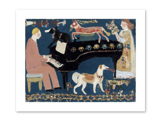 Playing Piano with wolves -- Paper Print 12x9