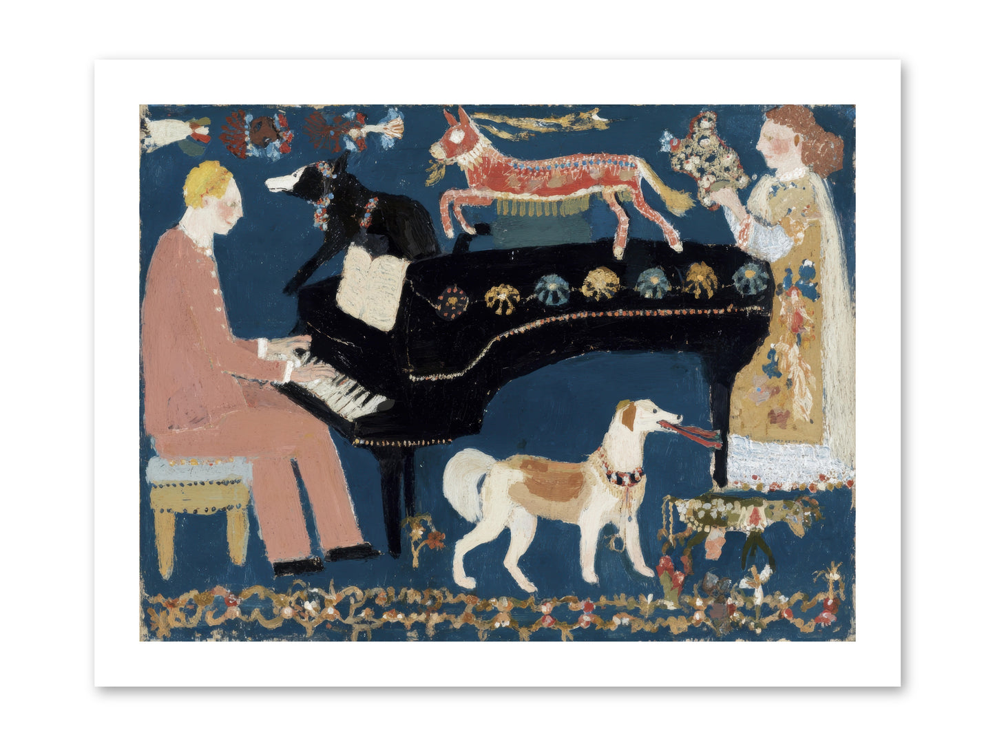 Playing Piano with wolves -- Paper Print 16x12