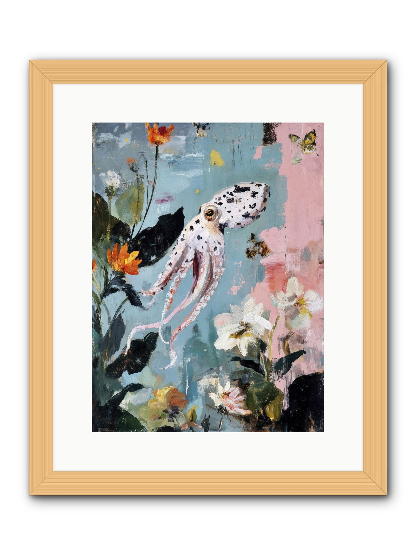 Playing in Blue -- Framed Print - Natural 12x16