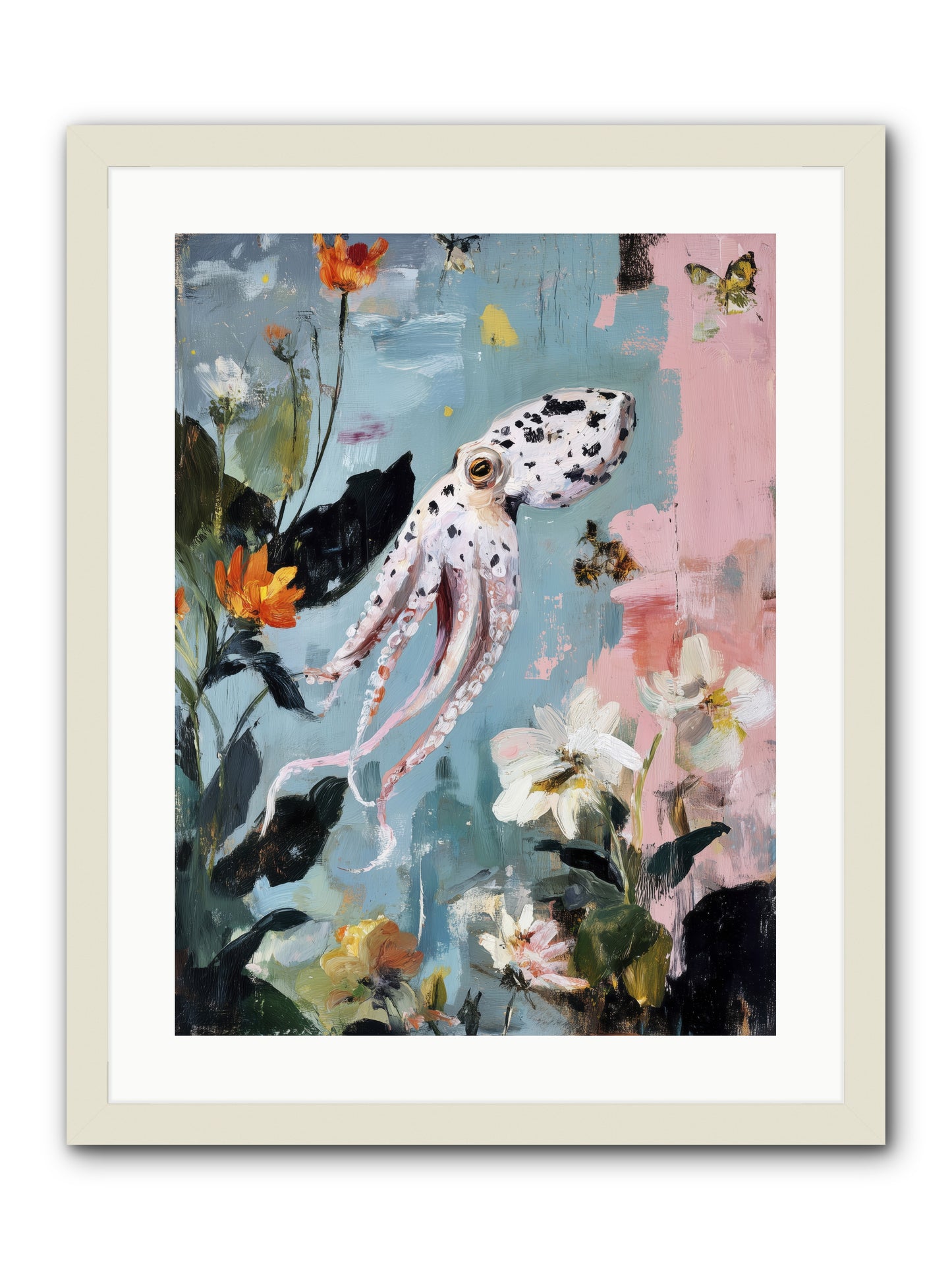 Playing in Blue -- Framed Print - White 18x24