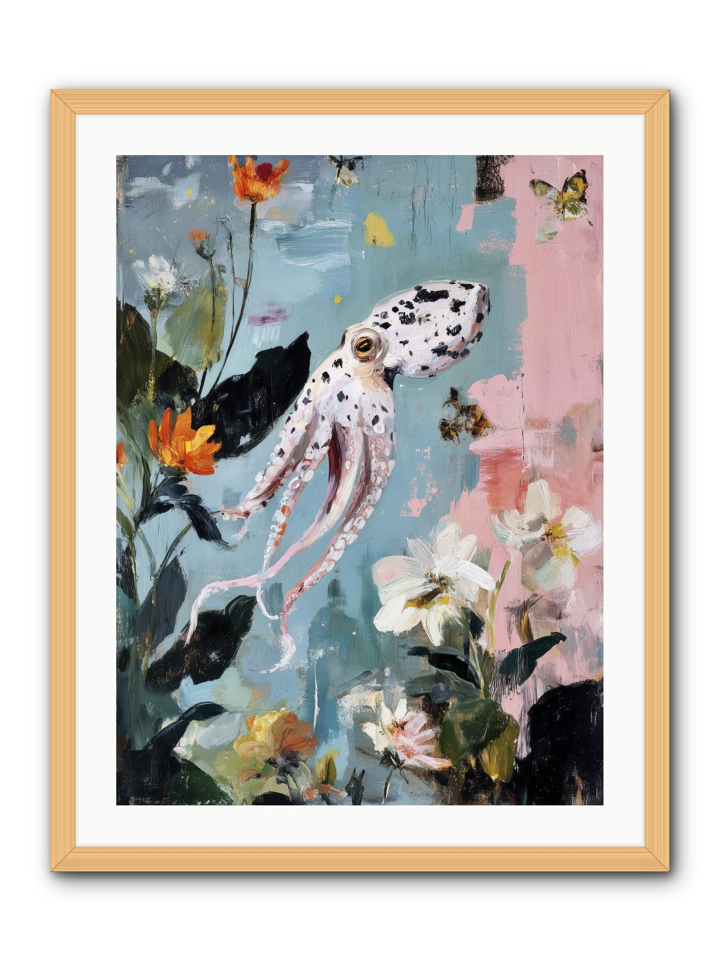 Playing in Blue -- Framed Print - Natural 24x32