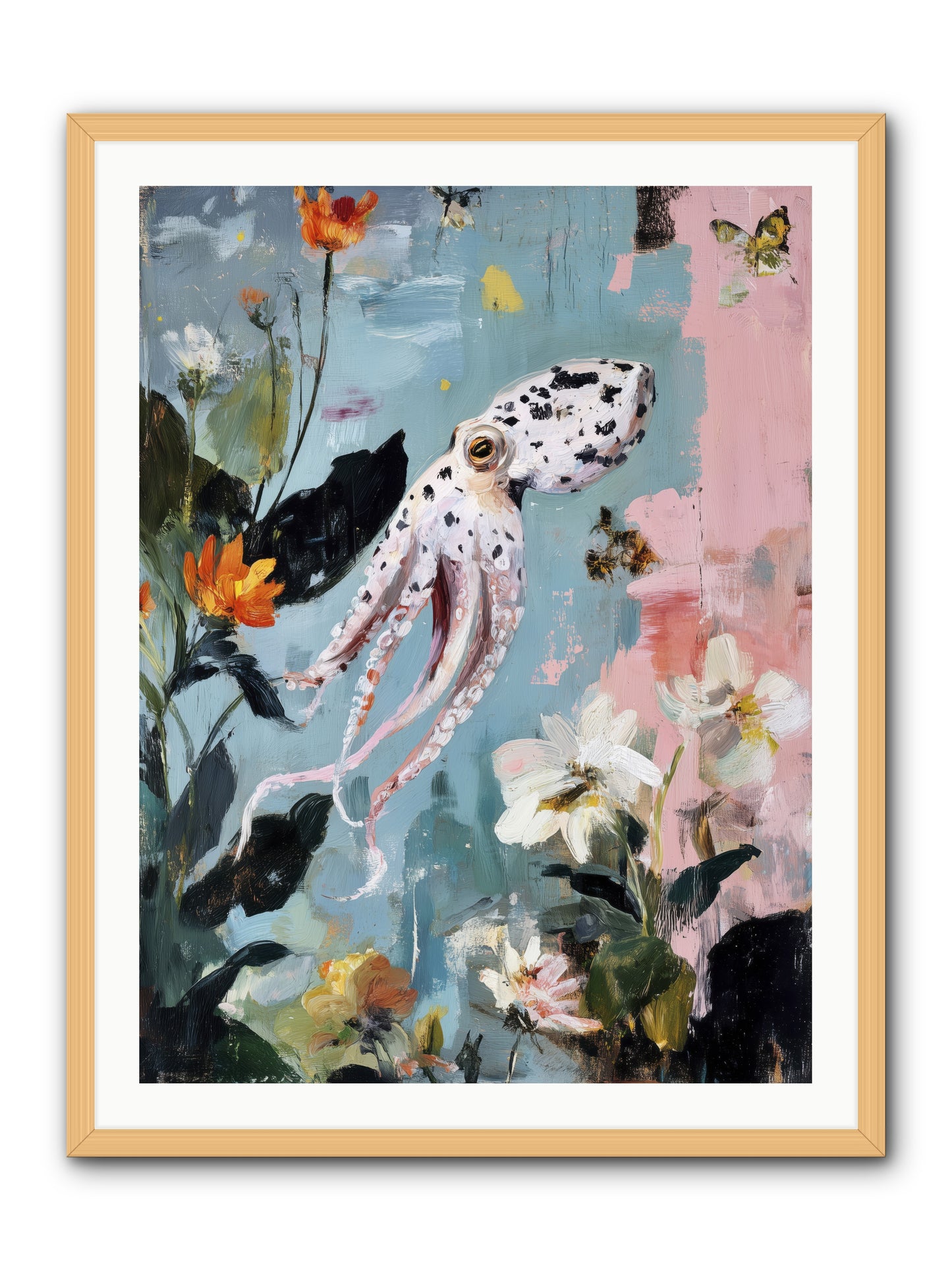 Playing in Blue -- Framed Print - Natural 30x40
