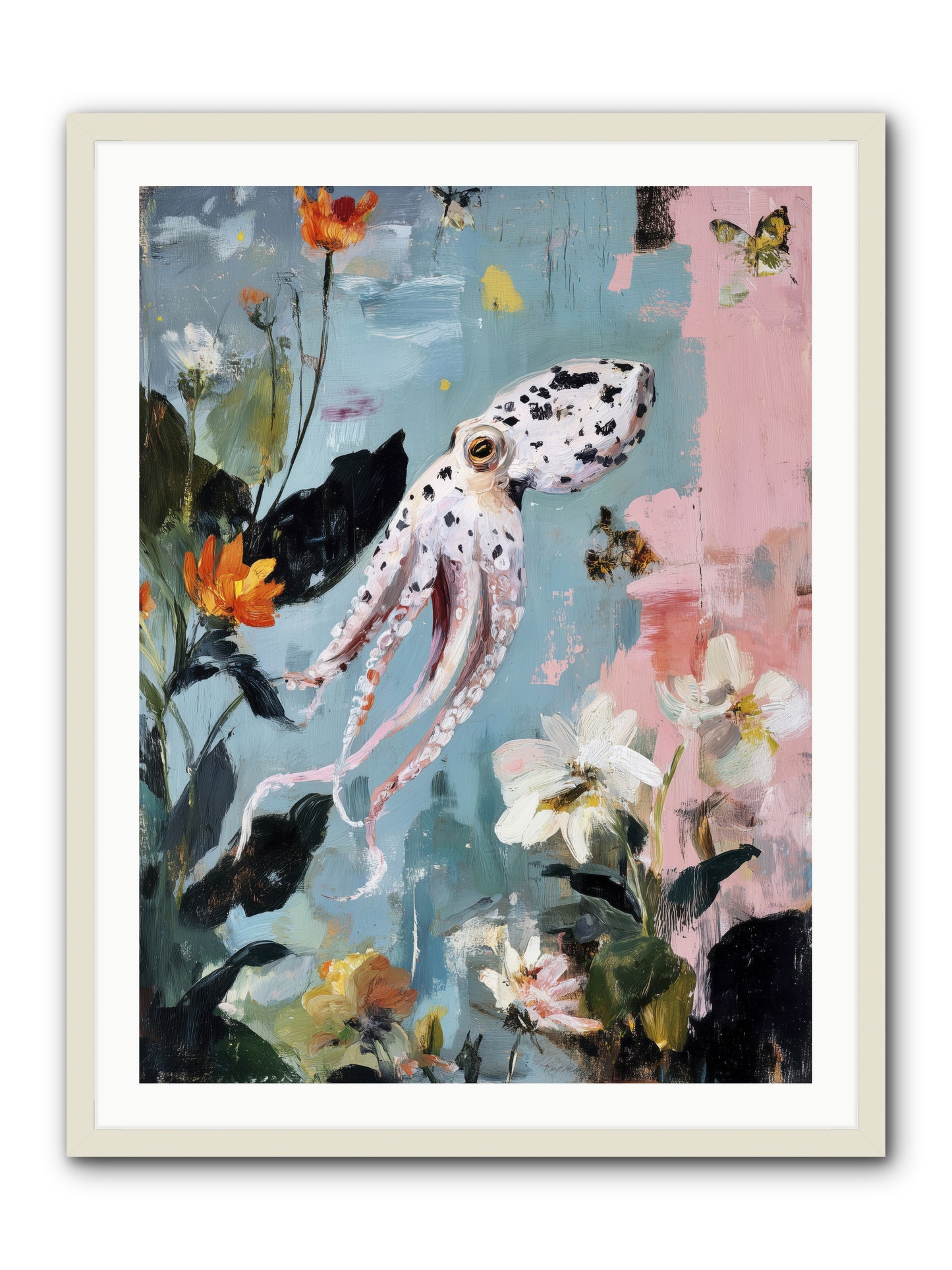 Playing in Blue -- Framed Print - White 30x40