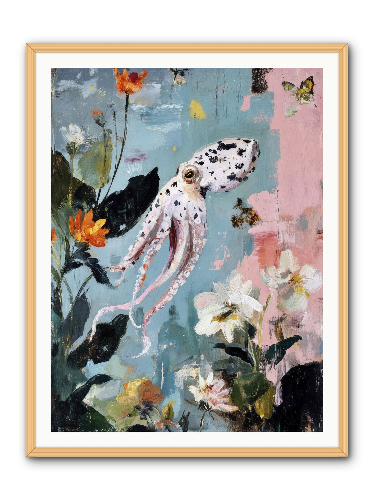 Playing in Blue -- Framed Print - Natural 36x48