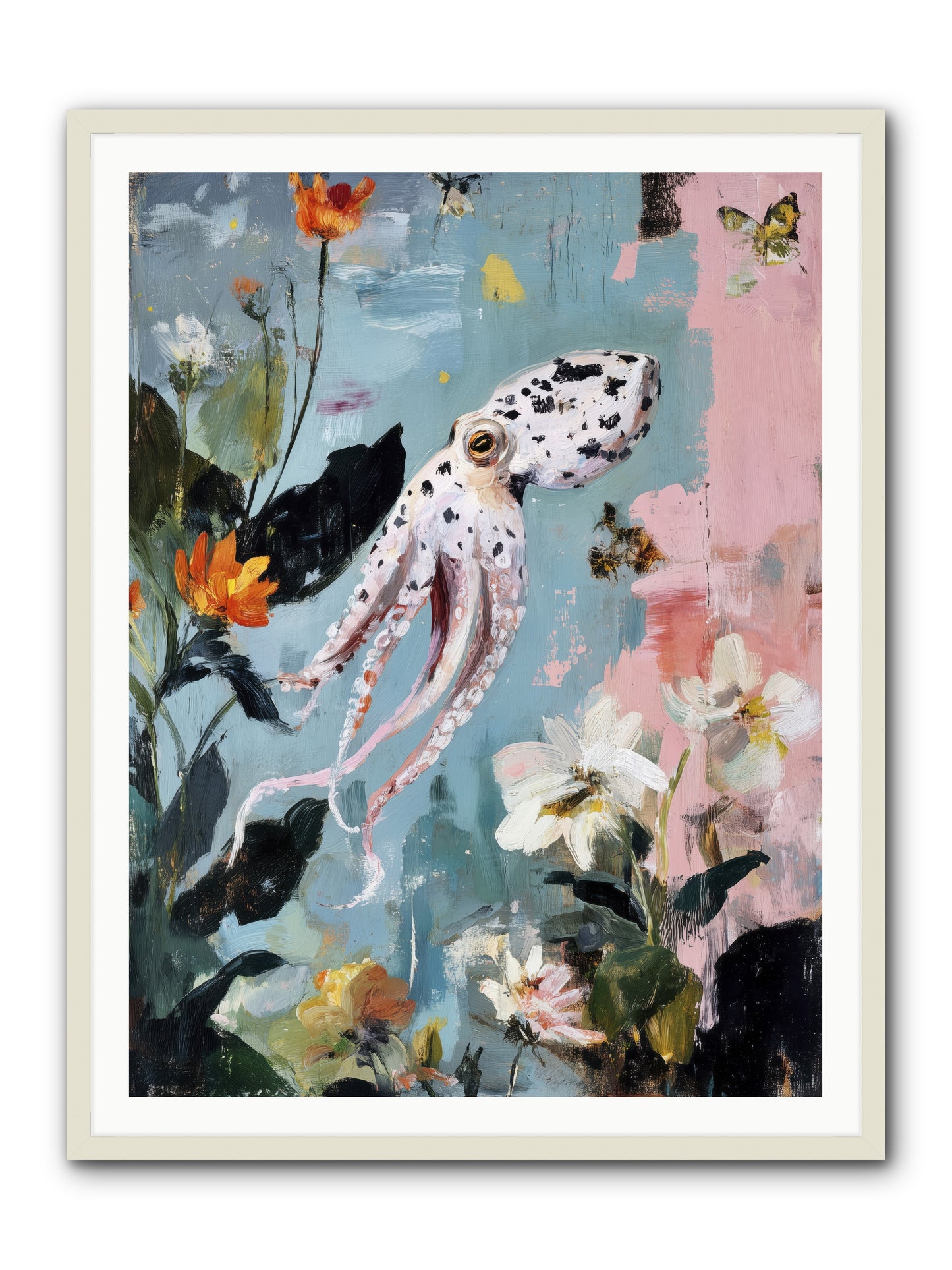 Playing in Blue -- Framed Print - White 36x48