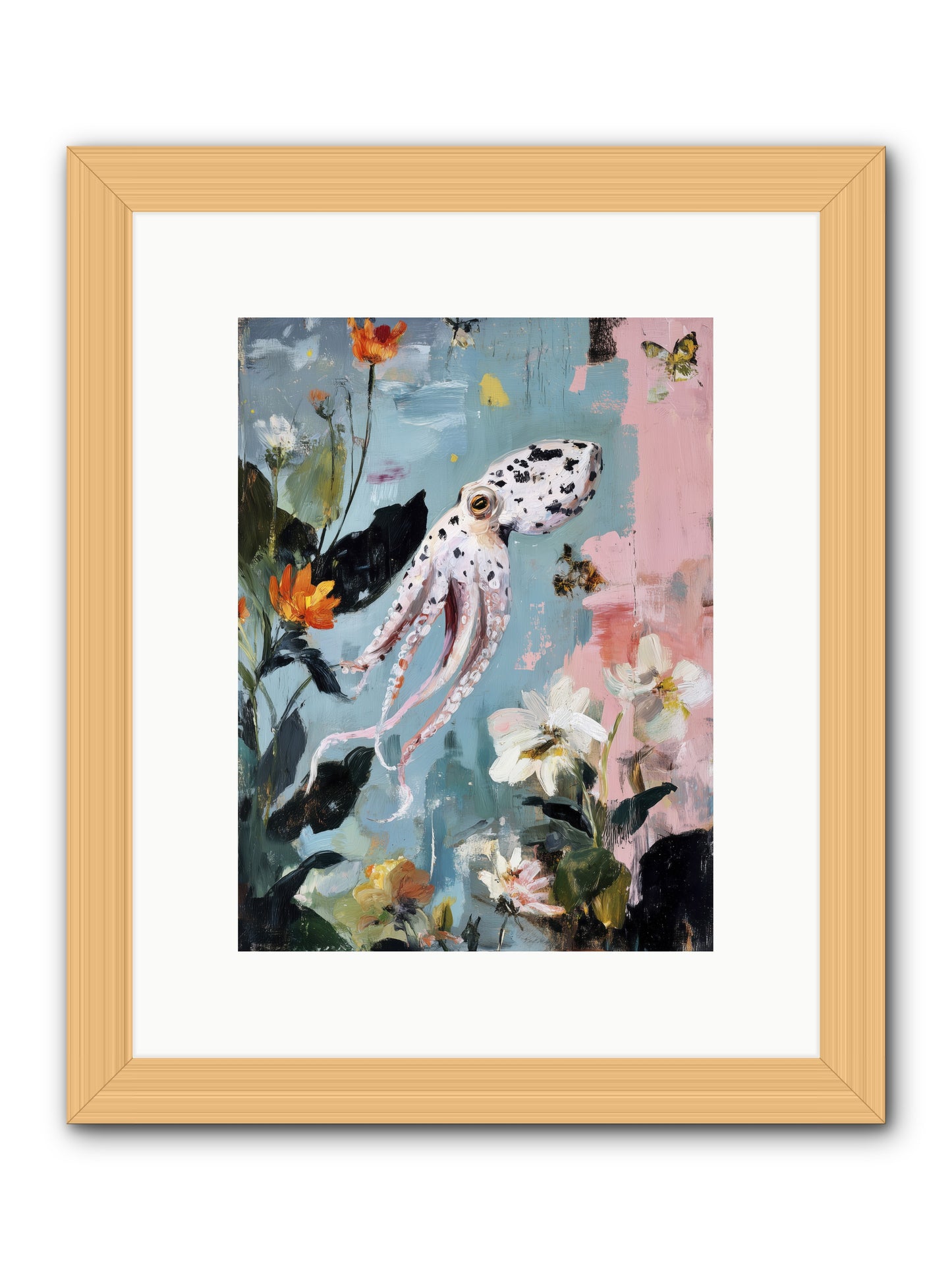 Playing in Blue -- Framed Print - Natural 9x12