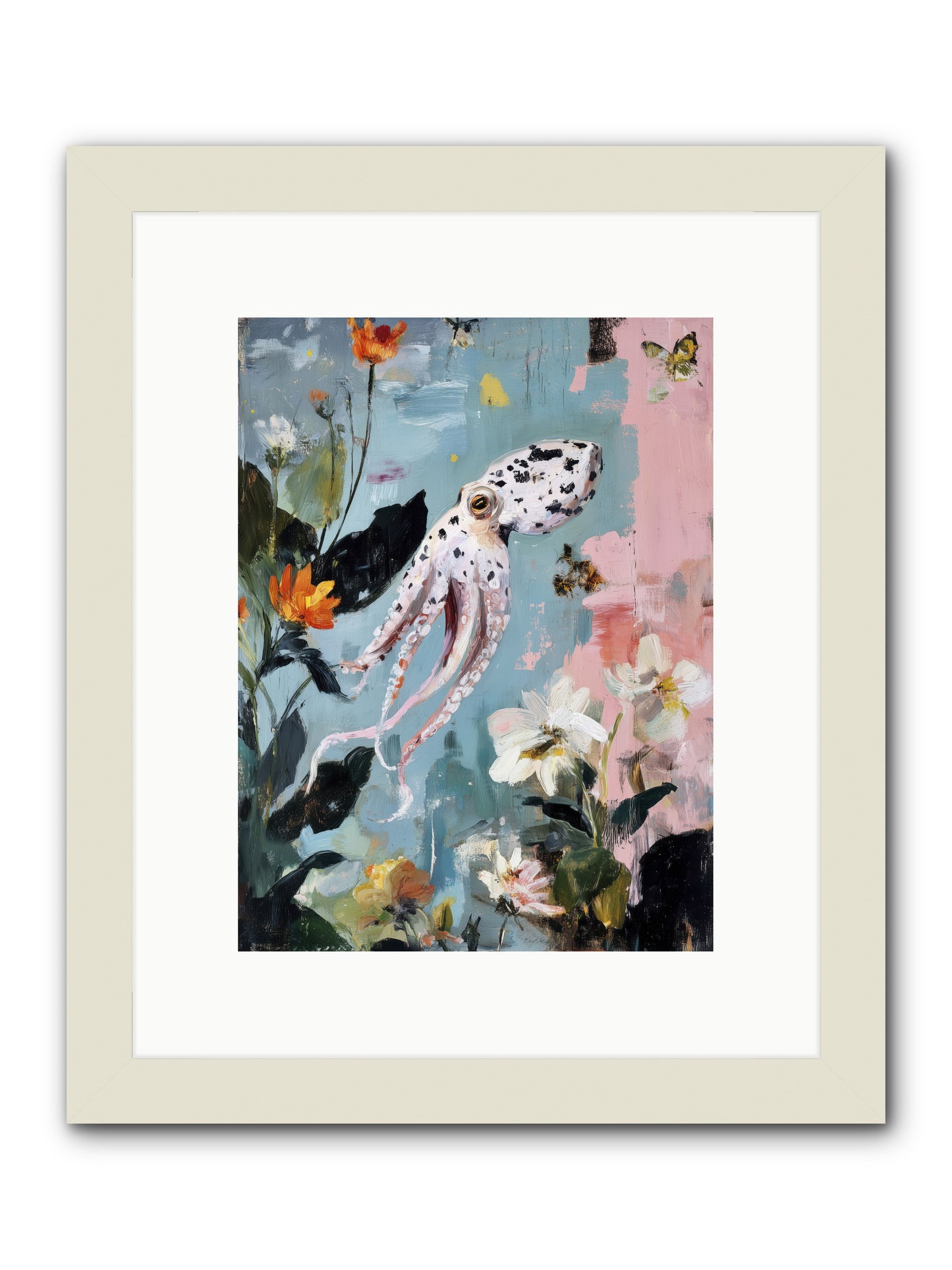 Playing in Blue -- Framed Print - White 9x12