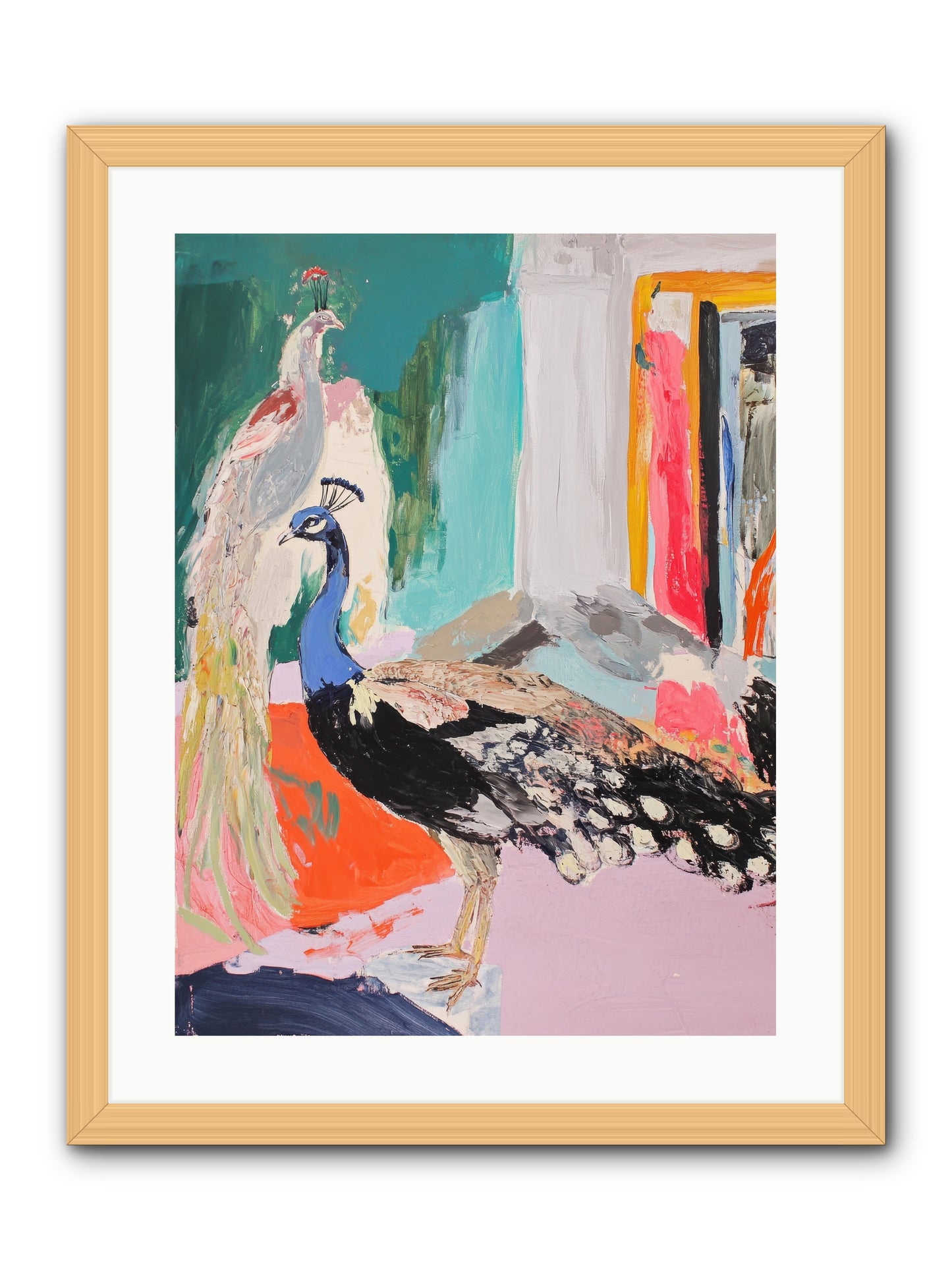 Plumage In The Parlor -- Framed Print - Natural 18x24