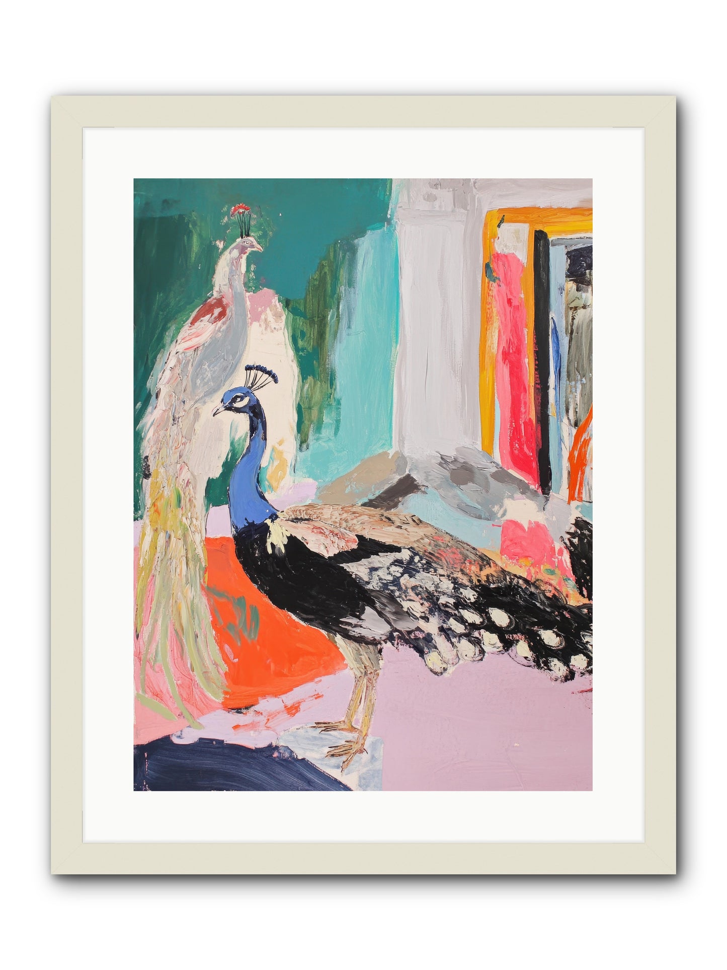 Plumage In The Parlor -- Framed Print - White 18x24