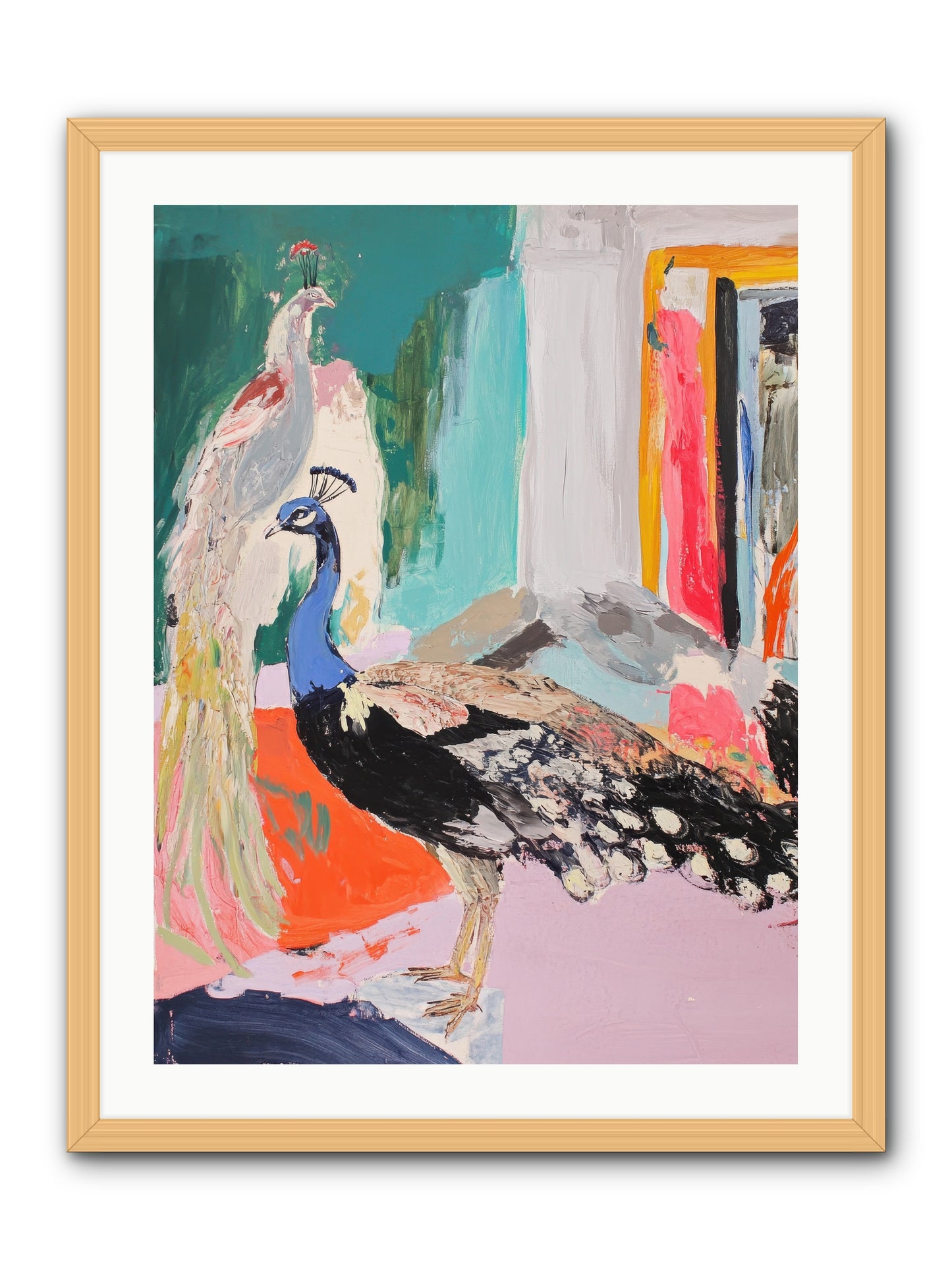 Plumage In The Parlor -- Framed Print - Natural 24x32