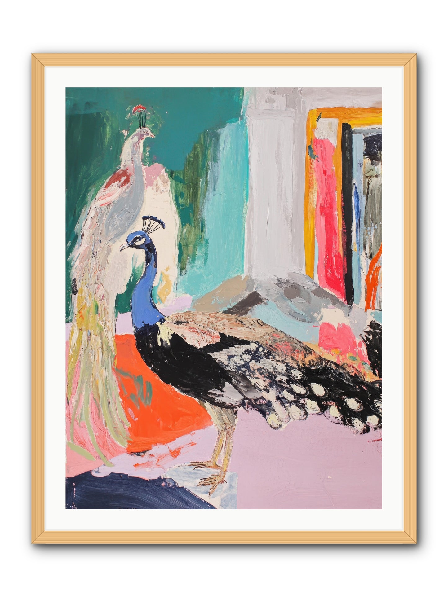 Plumage In The Parlor -- Framed Print - Natural 30x40