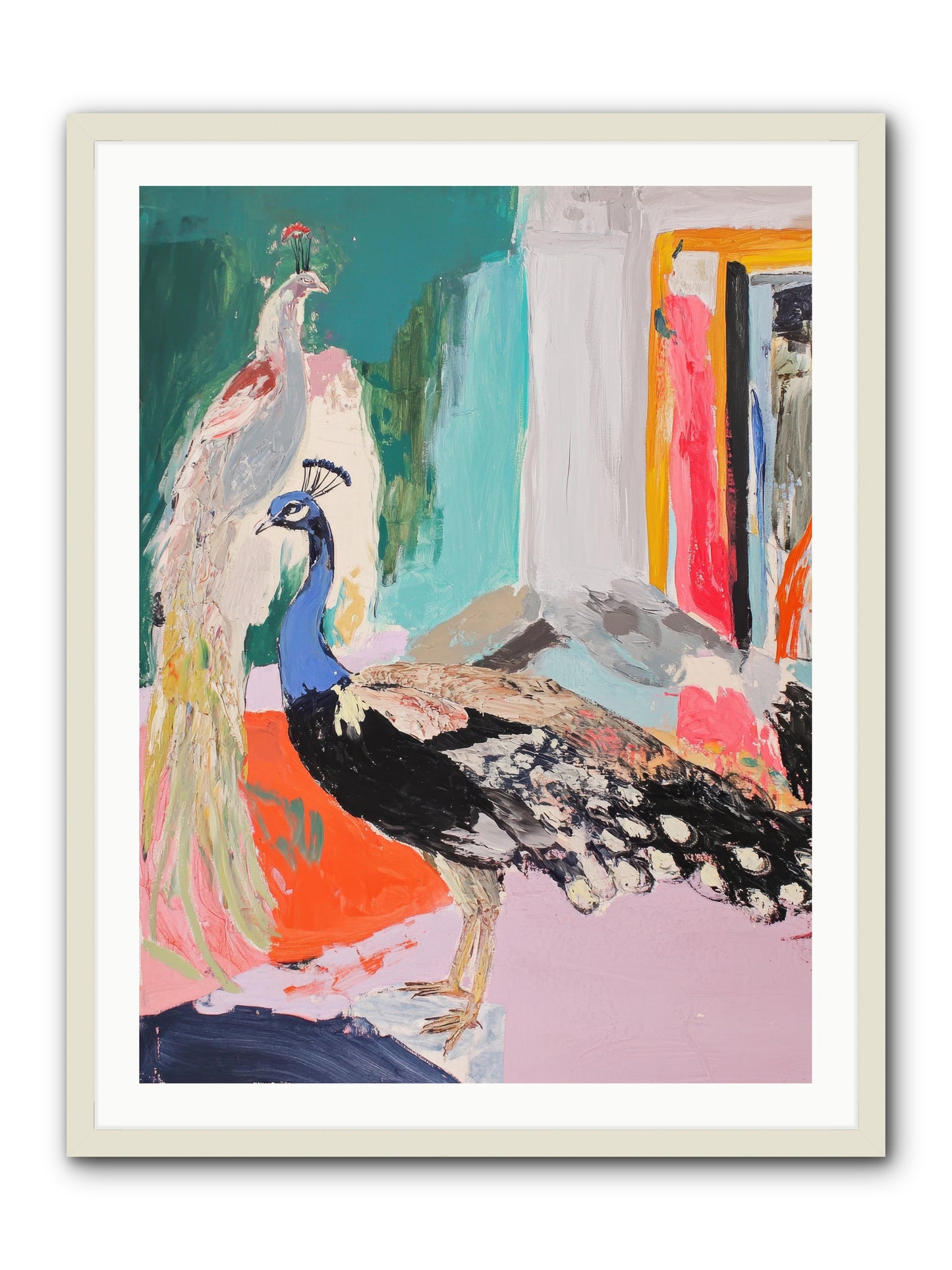 Plumage In The Parlor -- Framed Print - White 30x40