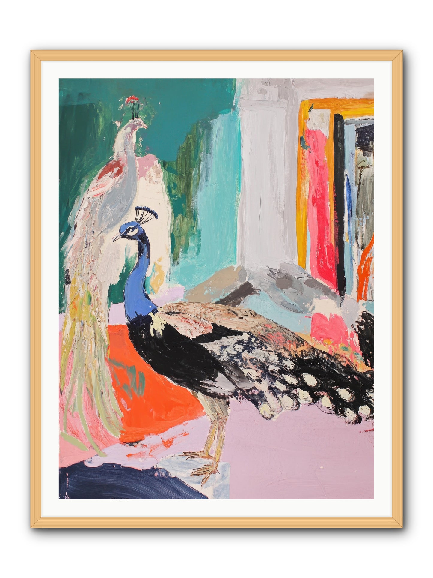 Plumage In The Parlor -- Framed Print - Natural 36x48